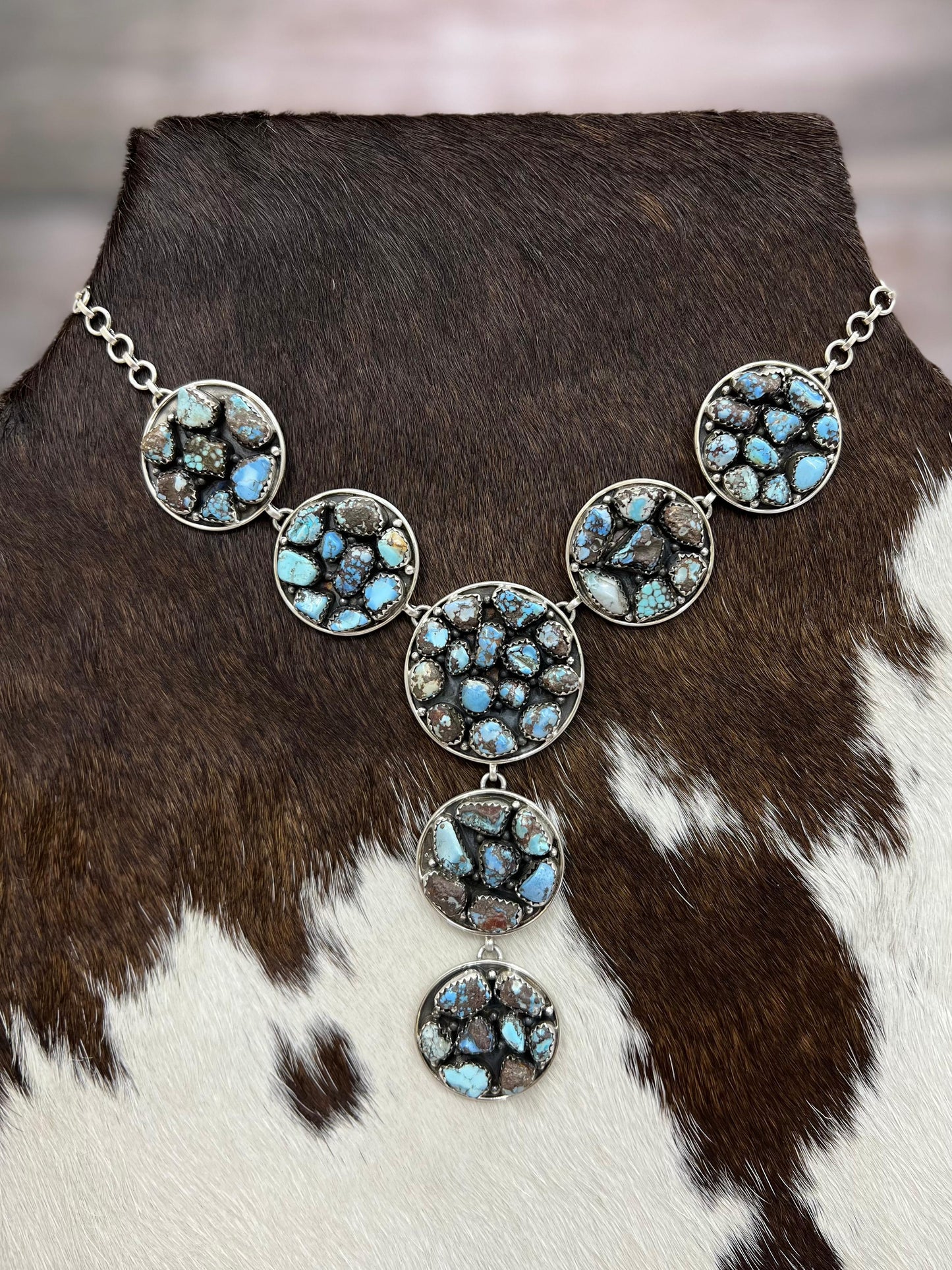 Handmade Sterling Silver Golden Hill Turquoise, Sonoran Mountain Turquoise Necklace, Signed Nizhoni