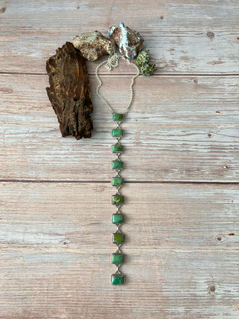 Handmade Sterling Silver Old Stock Royston Turquoise Necklace with Signed Nizhoni (6)