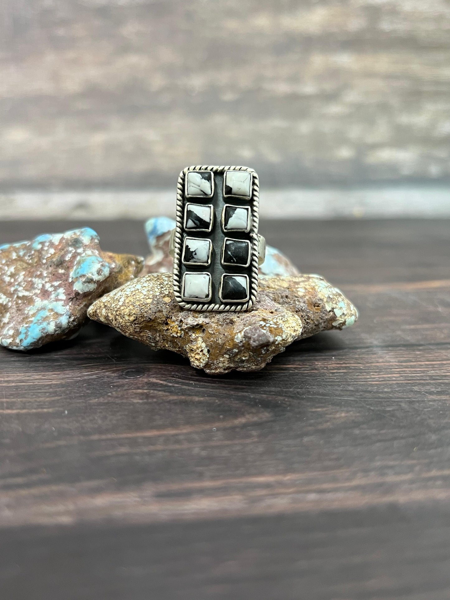 Handmade Sterling Silver White Buffalo Adjustable Ring With Signed Nizhoni