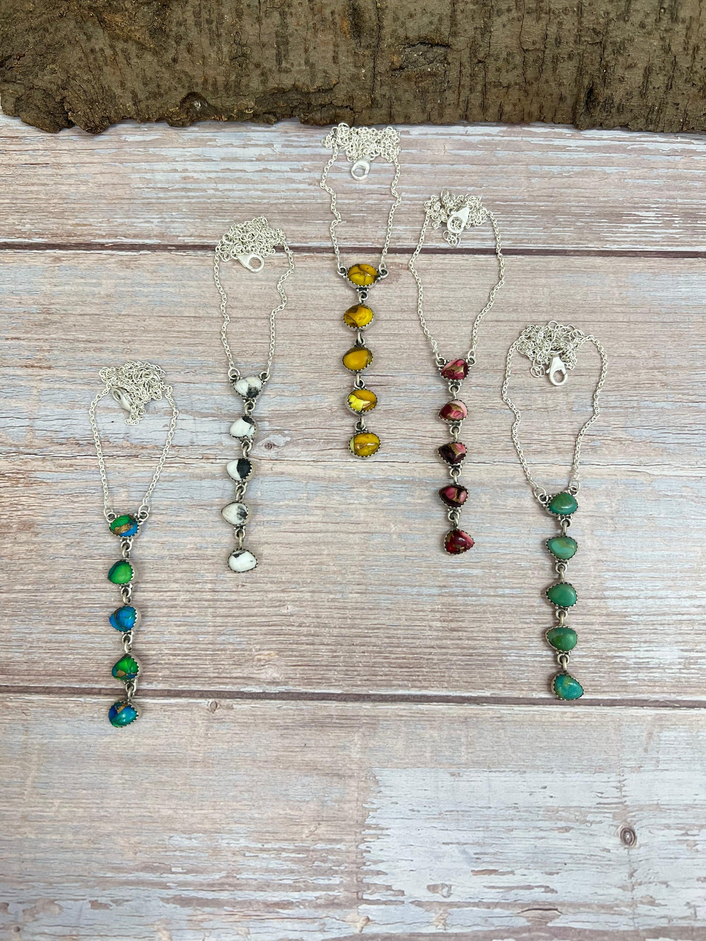 Handmade Sterling Silver Multi Stone Necklace, Signed Nizhoni (7)