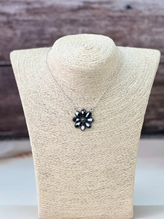 Handmade Sterling Silver White Buffalo and Kingman Turquoise Necklace "Signed Nizhoni"