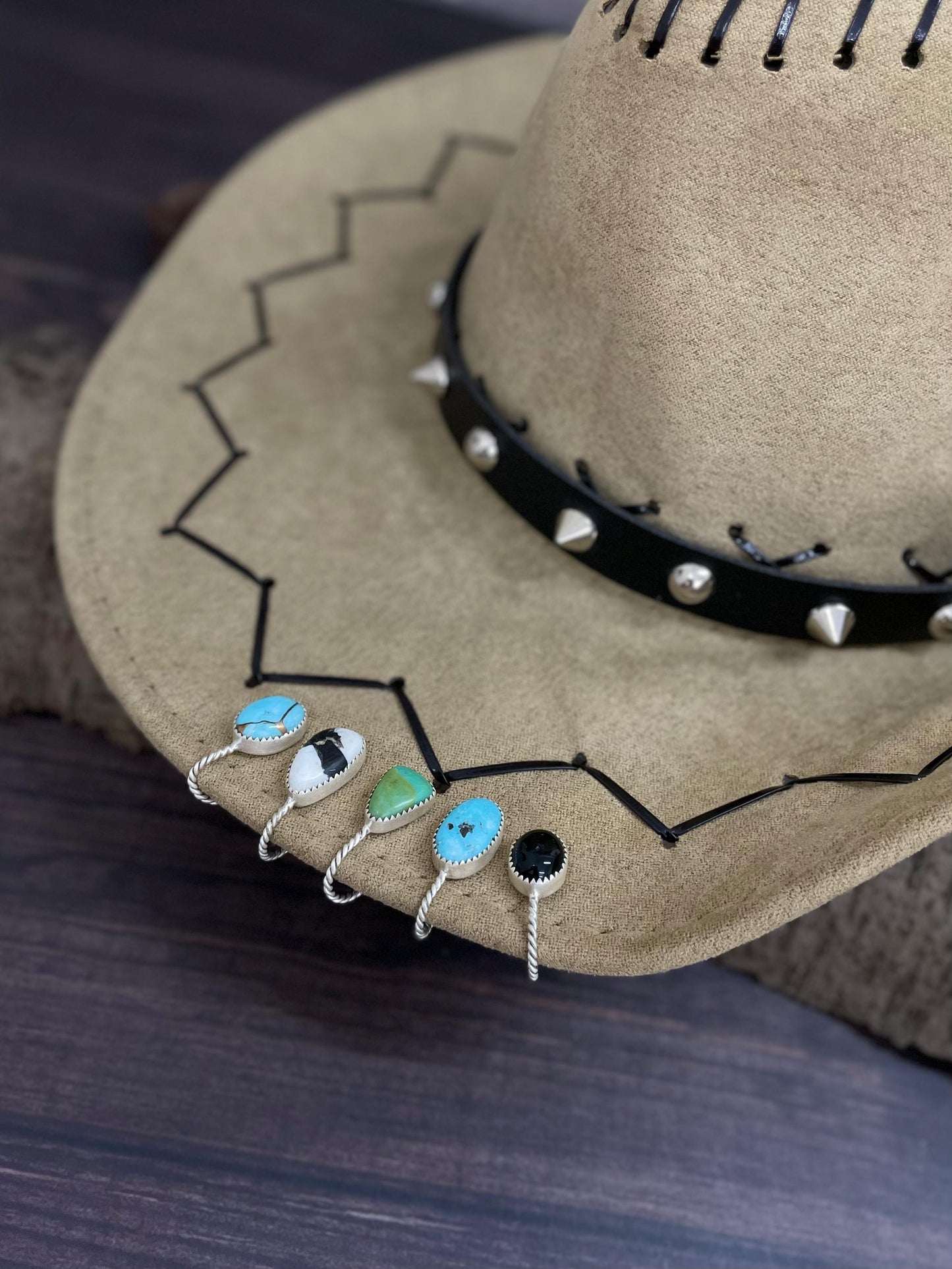 Handmade Sterling Silver Multi Stone Hat Pin Signed Nizhoni