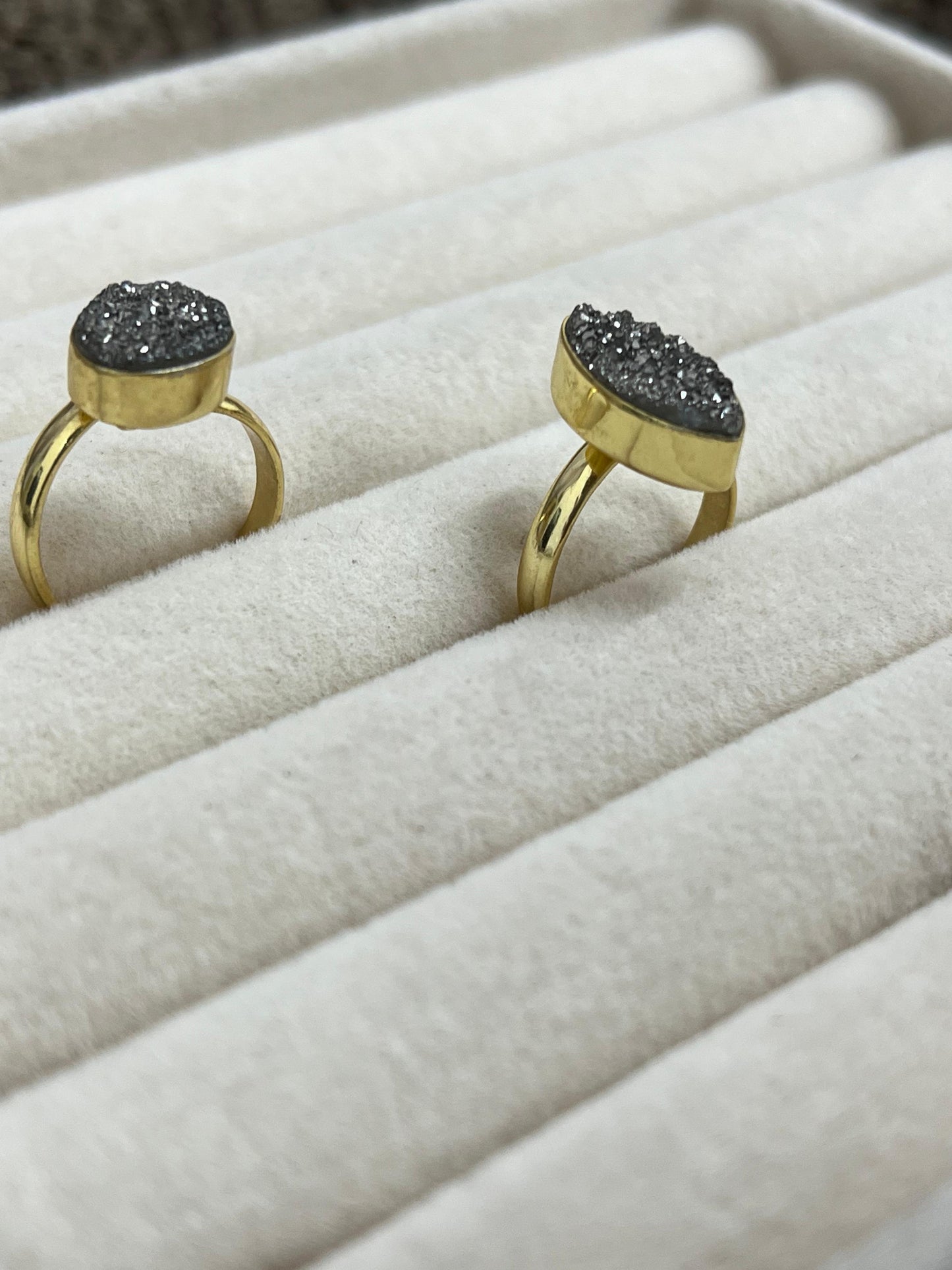 “The Boho Collection” Handmade Natural Druzy Adjustable Ring 2 Styles