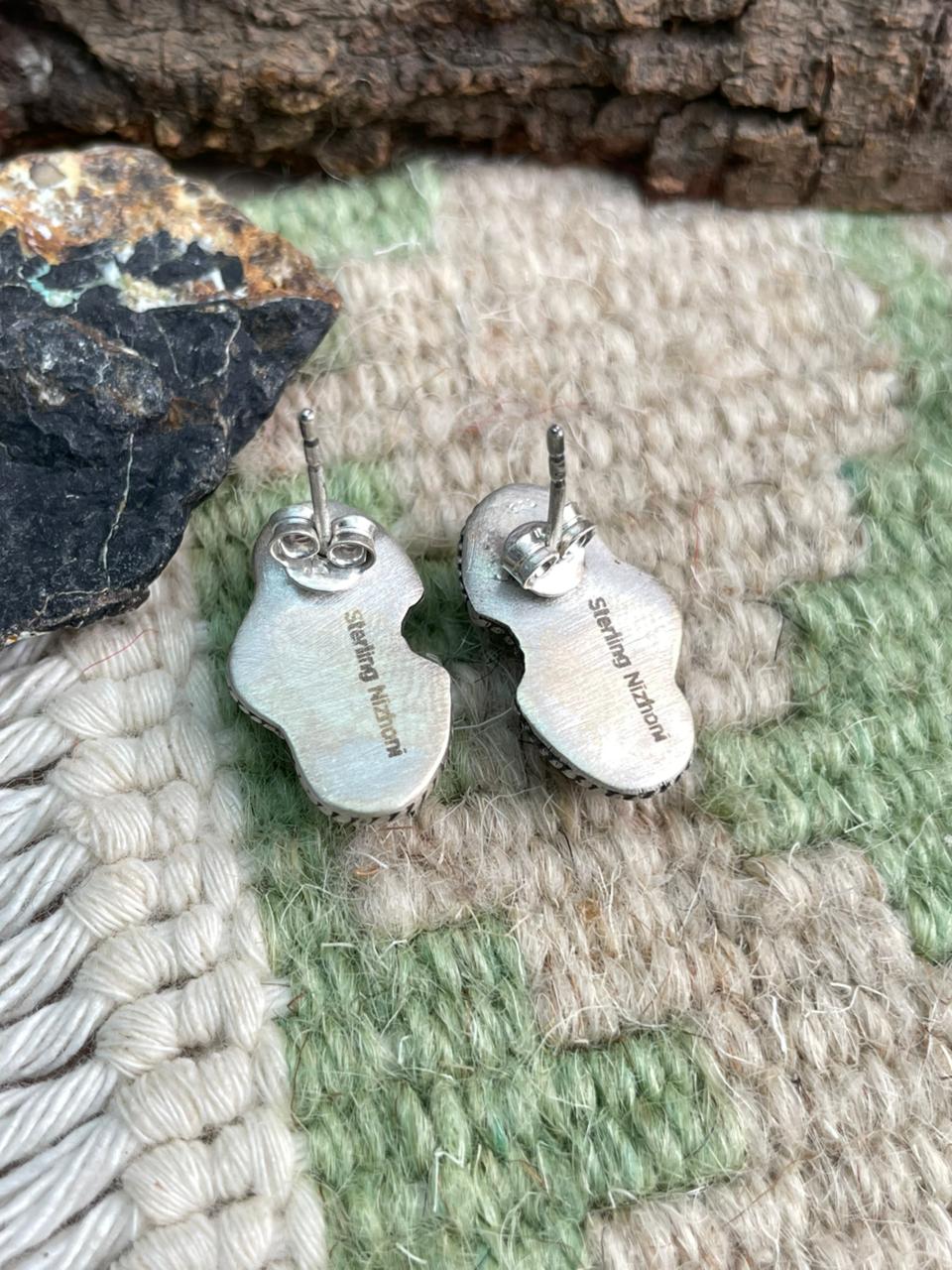 Handmade Sterling Silver Cotton Candy Post Studs Earrings "Signed Nizhoni"