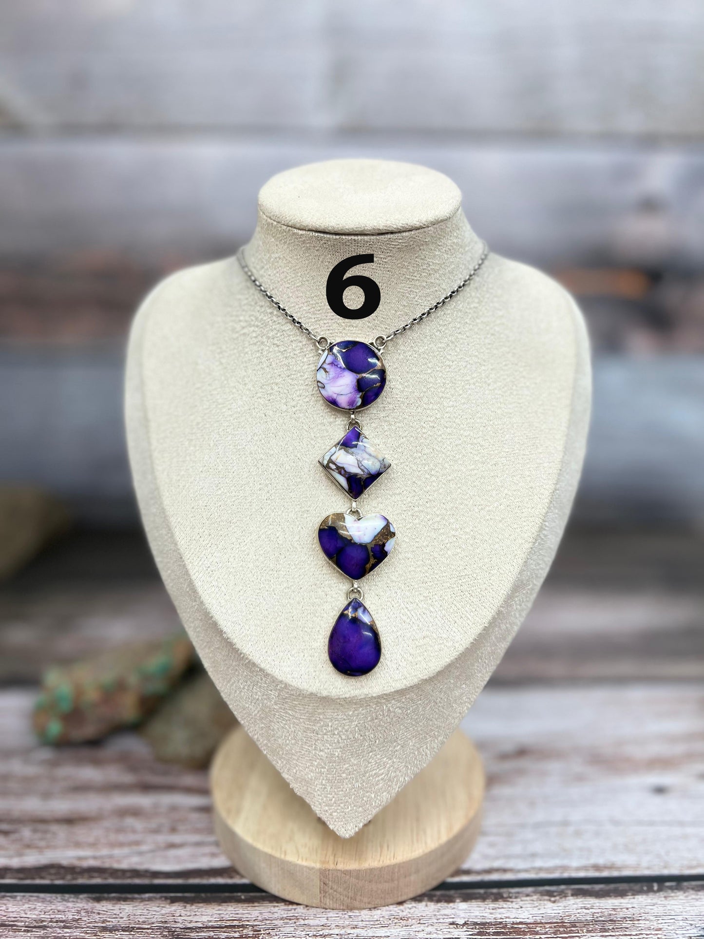 Handmade Sterling Silver Purple Ice Rose Dahlia Necklace with Signed Nizhoni