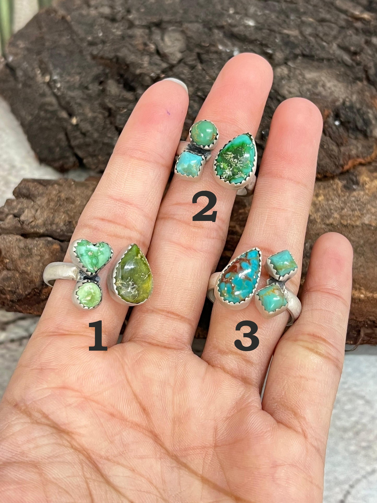 Handmade Sterling Silver Sonoran Mountain Turquoise Adjustable Ring with Signed Nizhoni