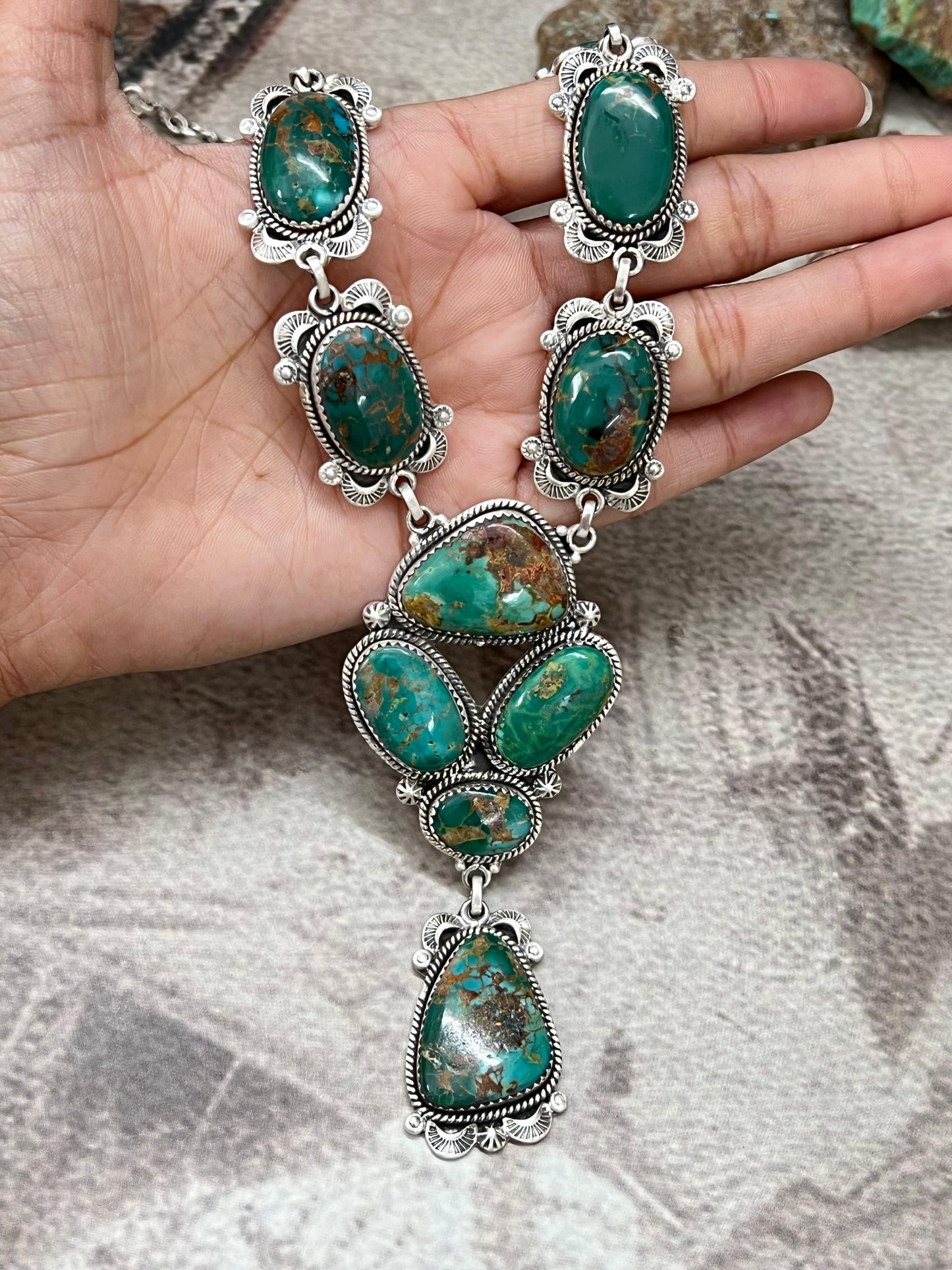 Handmade Sterling Silver Hardy Pit Lariat Necklace with Signed Nizhoni