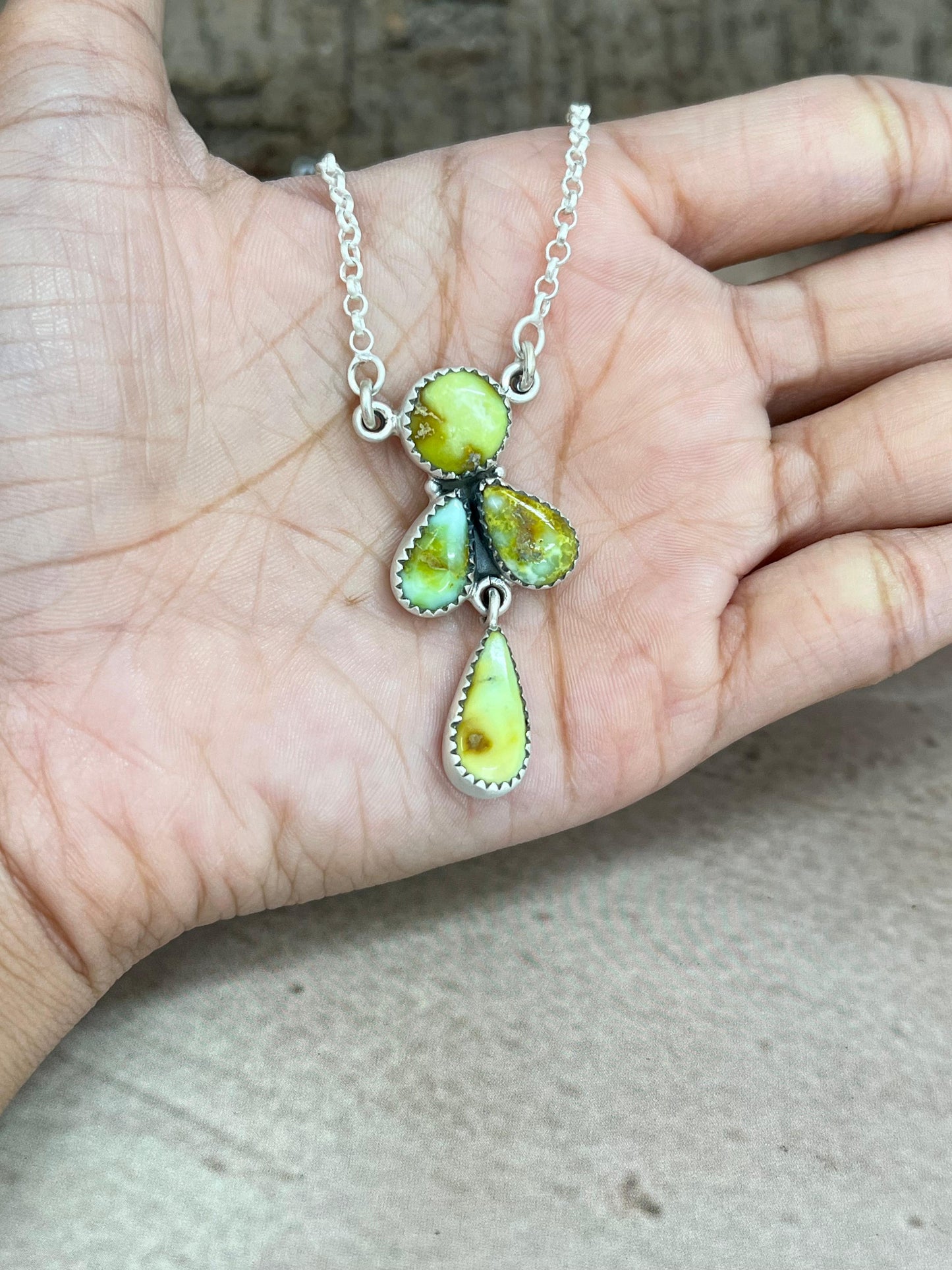 Handmade Sterling Silver Palomino Turquoise Necklace with Signed Nizhoni