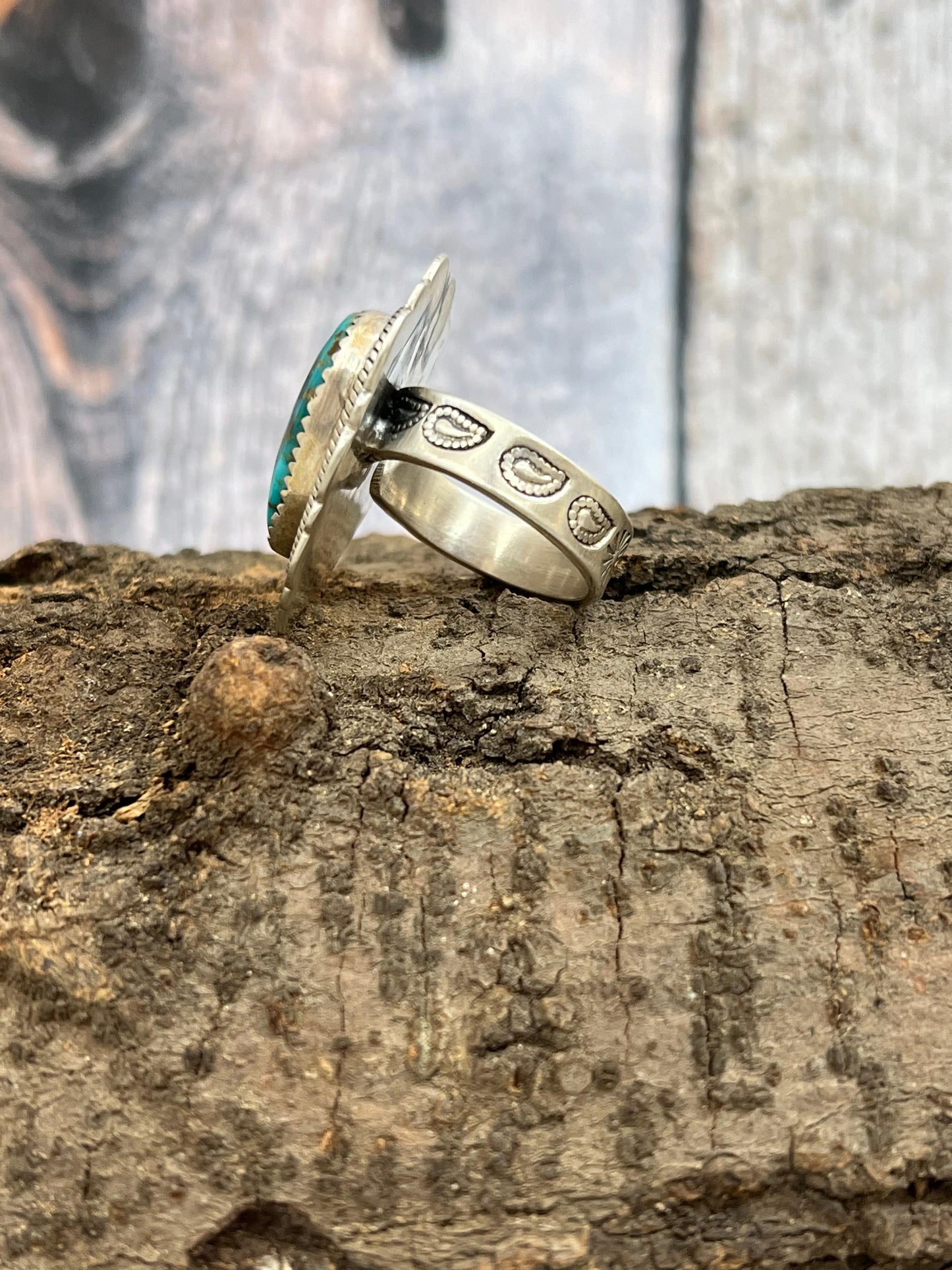Handmade Sterling Silver Hardy Pit Heart Adjustable Ring with Signed Nizhoni