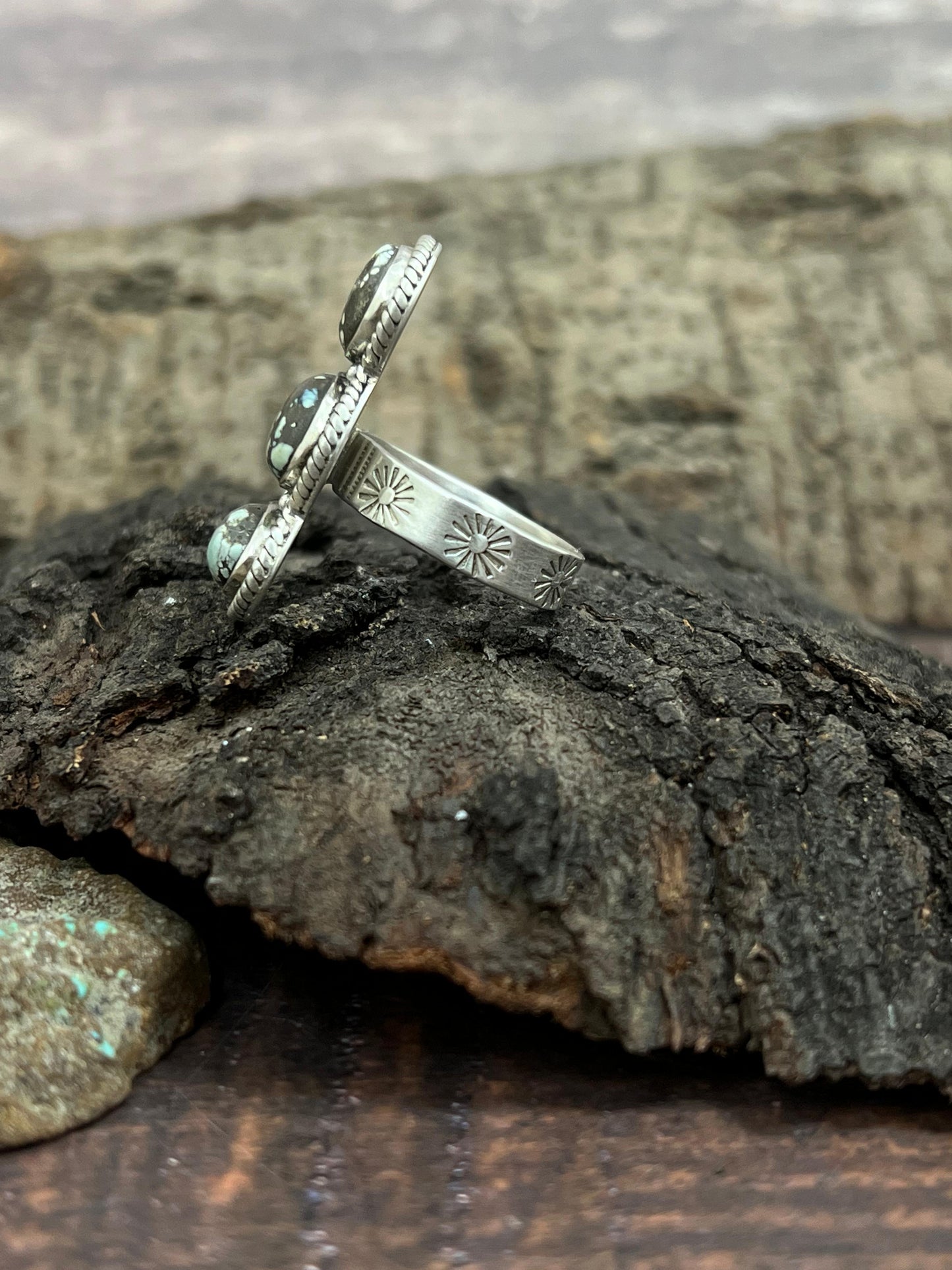 Handmade Sterling Silver Starfox Variscite Adjustable Ring Signed Nizhoni