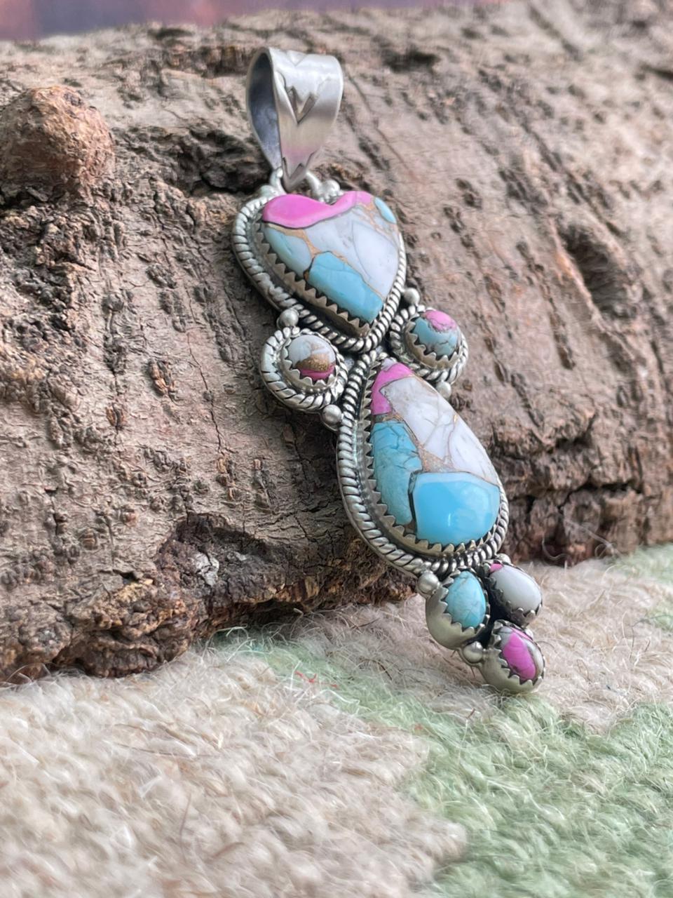 Handmade Sterling Silver Cotton Candy Pendant "Signed Nizhoni"