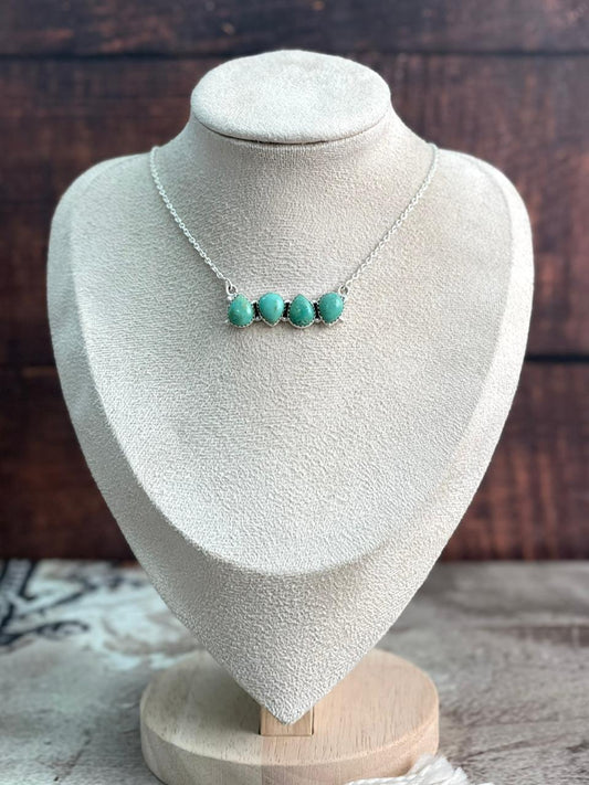 Handmade Sterling Silver Old stock Royston Turquoise Necklace "Signed Nizhoni"