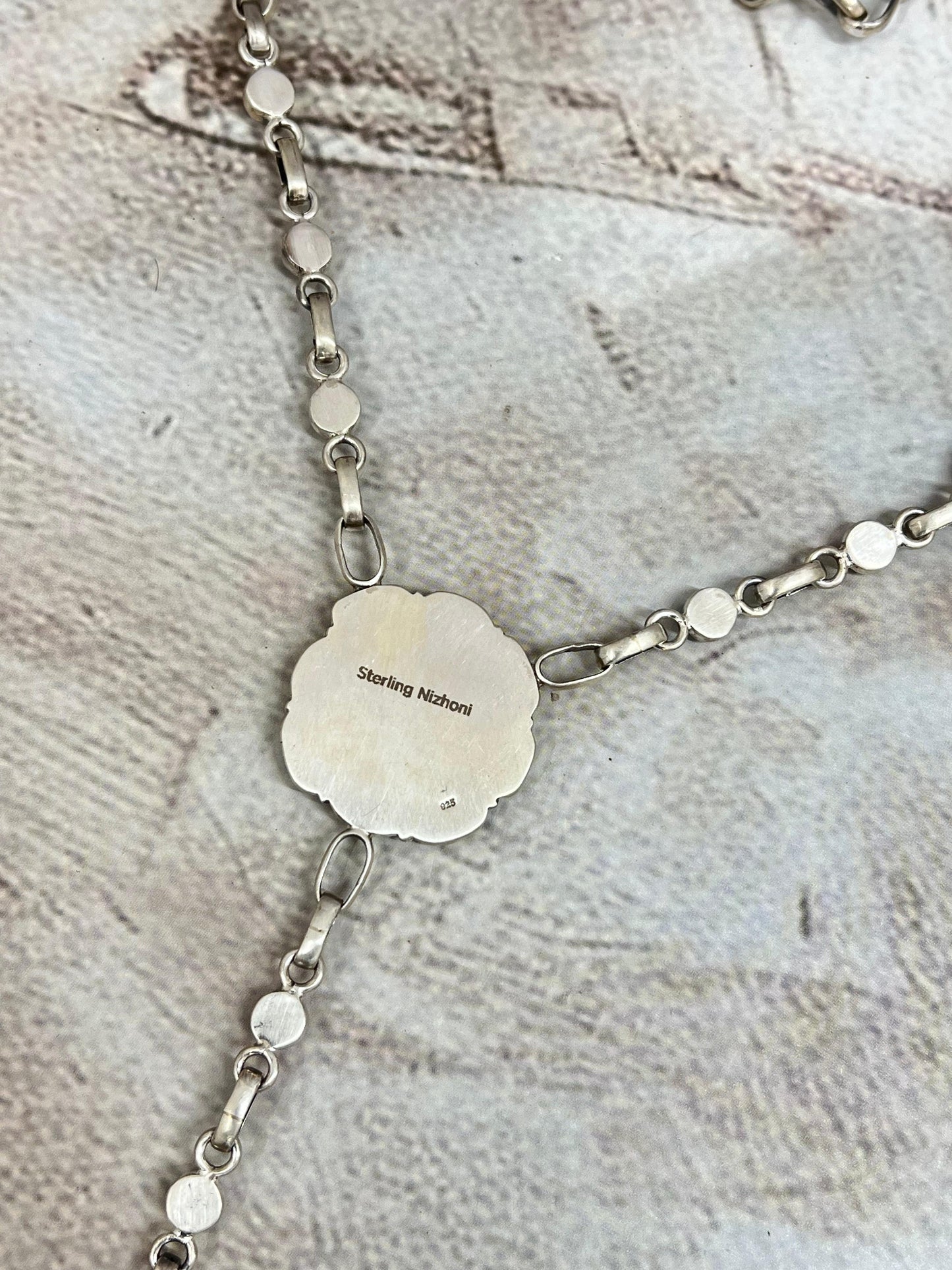 Handmade Sterling Silver Grape Dahlia, Honey Dahlia Necklace with Signed Nizhoni