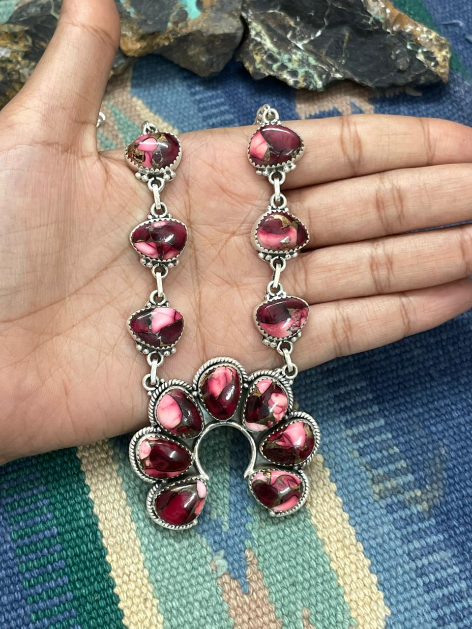Handmade Sterling Silver Dahlia Rose Naja Necklace "Signed Nizhoni"