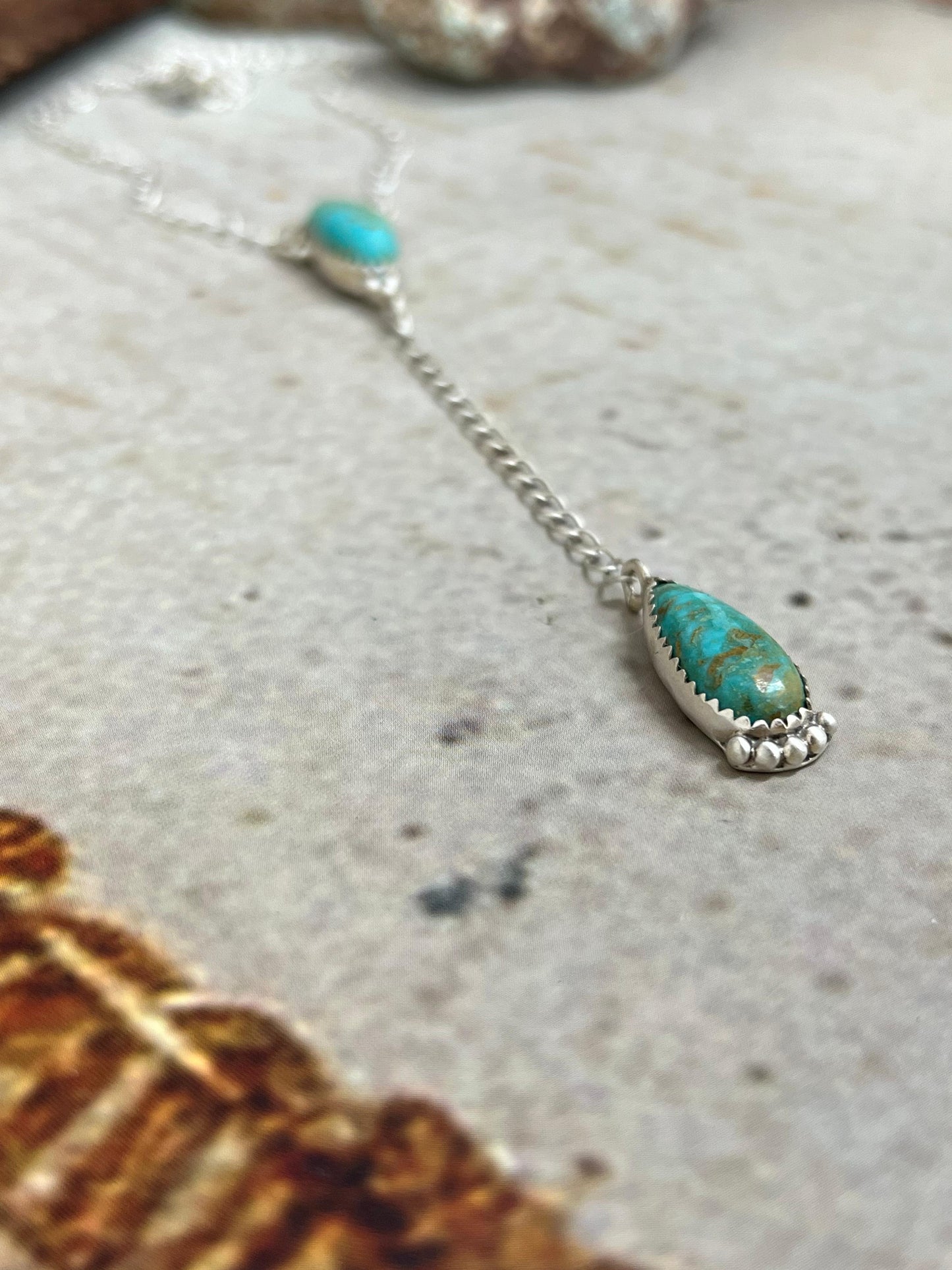 Handmade Sterling Silver Kingman Turquoise Necklace Signed Nizhoni