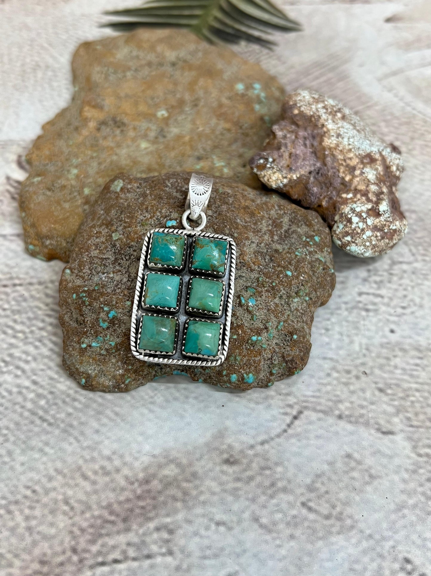 Handmade Sterling Silver Kingman Turquoise Pendant Signed Nizhoni