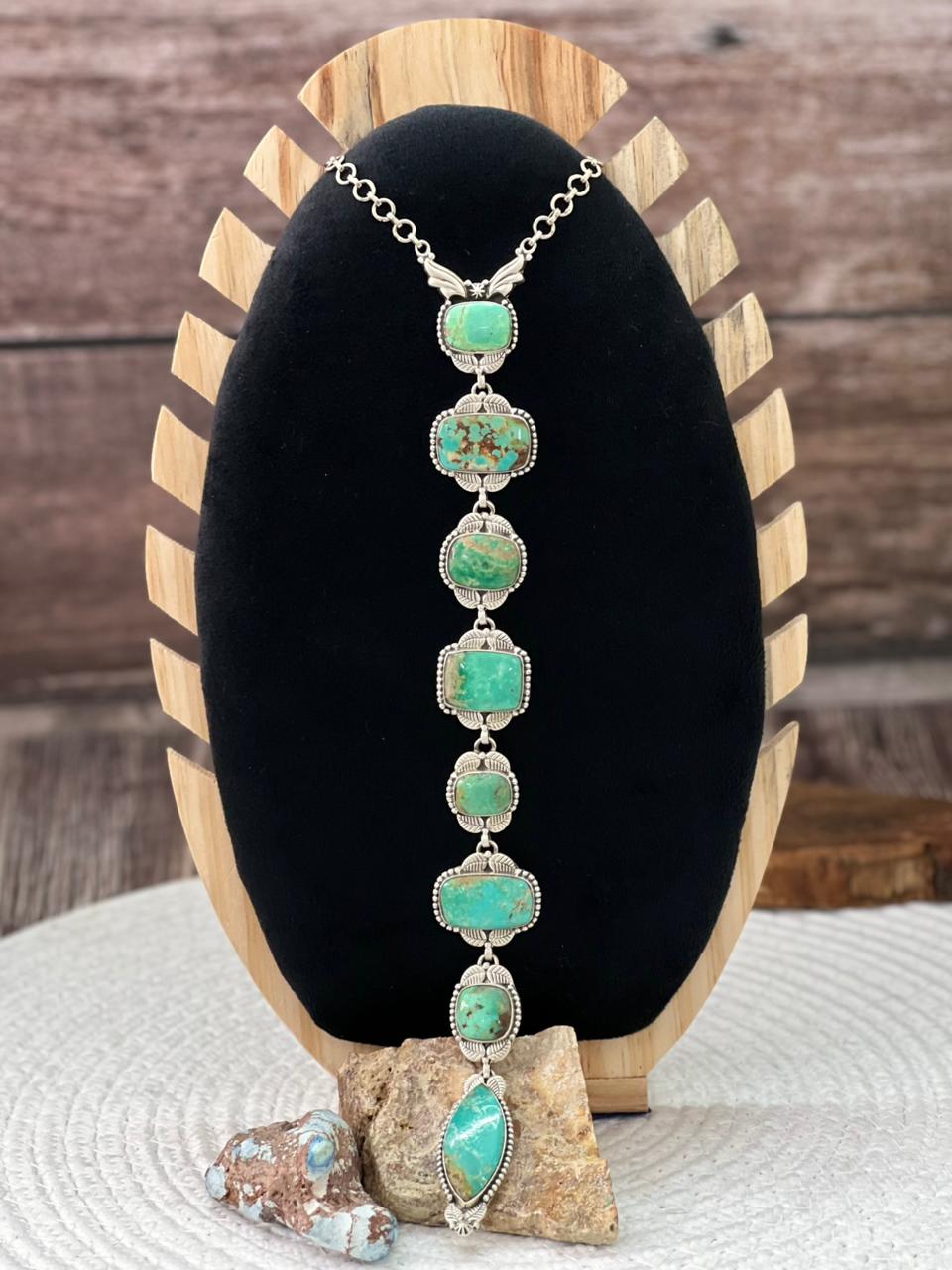 Handmade Sterling Silver Mantis Turquoise Necklace "Signed Nizhoni"