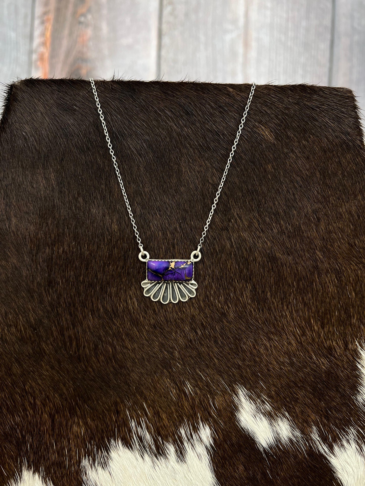 Handmade Sterling Silver Grape Dahlia Necklace with Signed Nizhoni