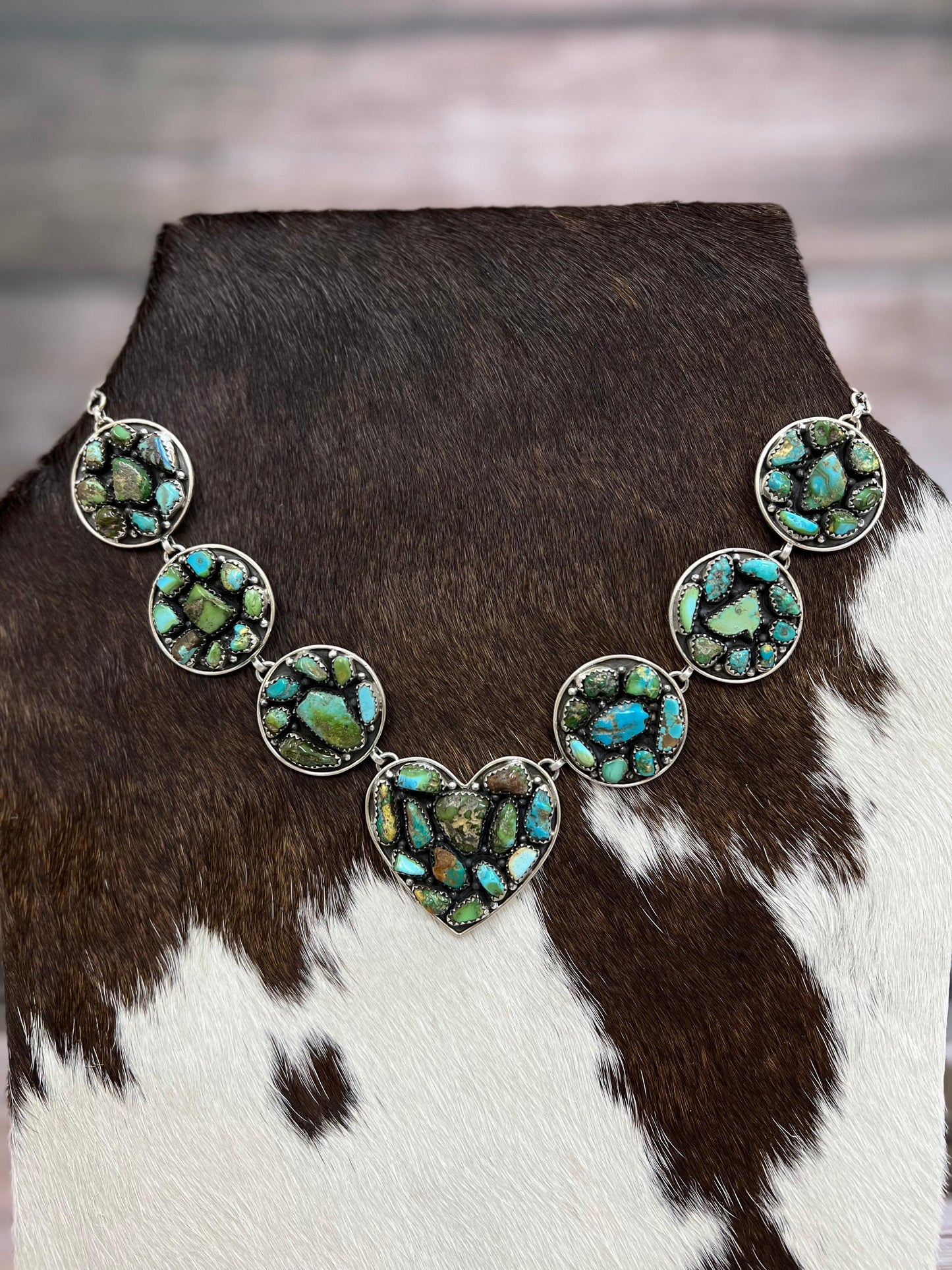 Handmade Sterling Silver Golden Hill Turquoise, Sonoran Mountain Turquoise Necklace, Signed Nizhoni
