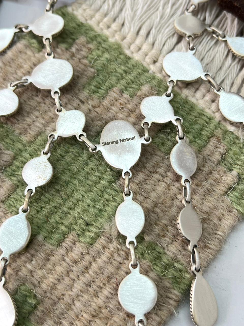 Handmade Sterling Silver Palomino with Golden Hills Turquoise Necklace "Signed Nizhoni"