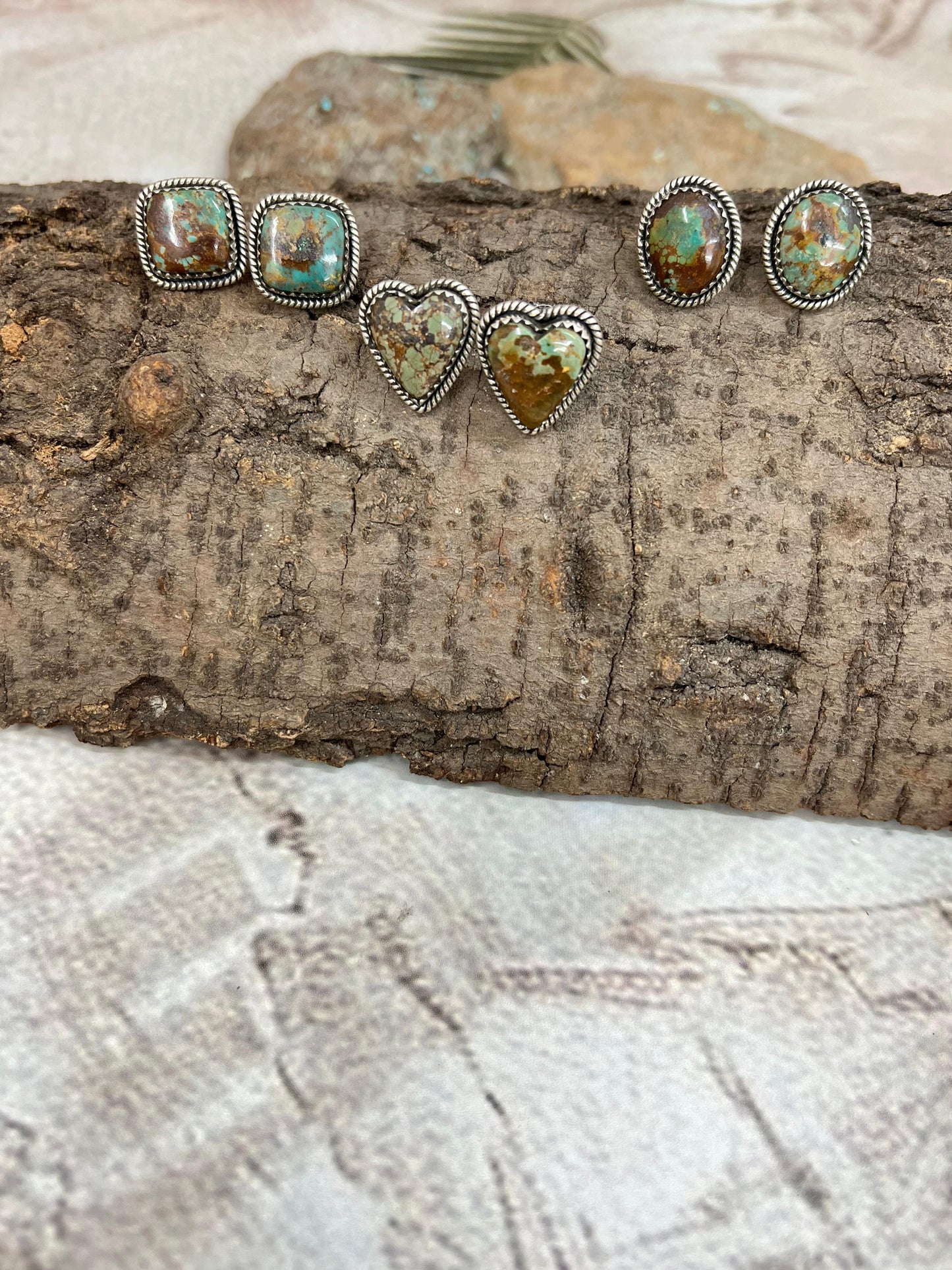 Handmade Sterling Silver Old Stock Royston Turquoise Post Studs with Signed Nizhoni