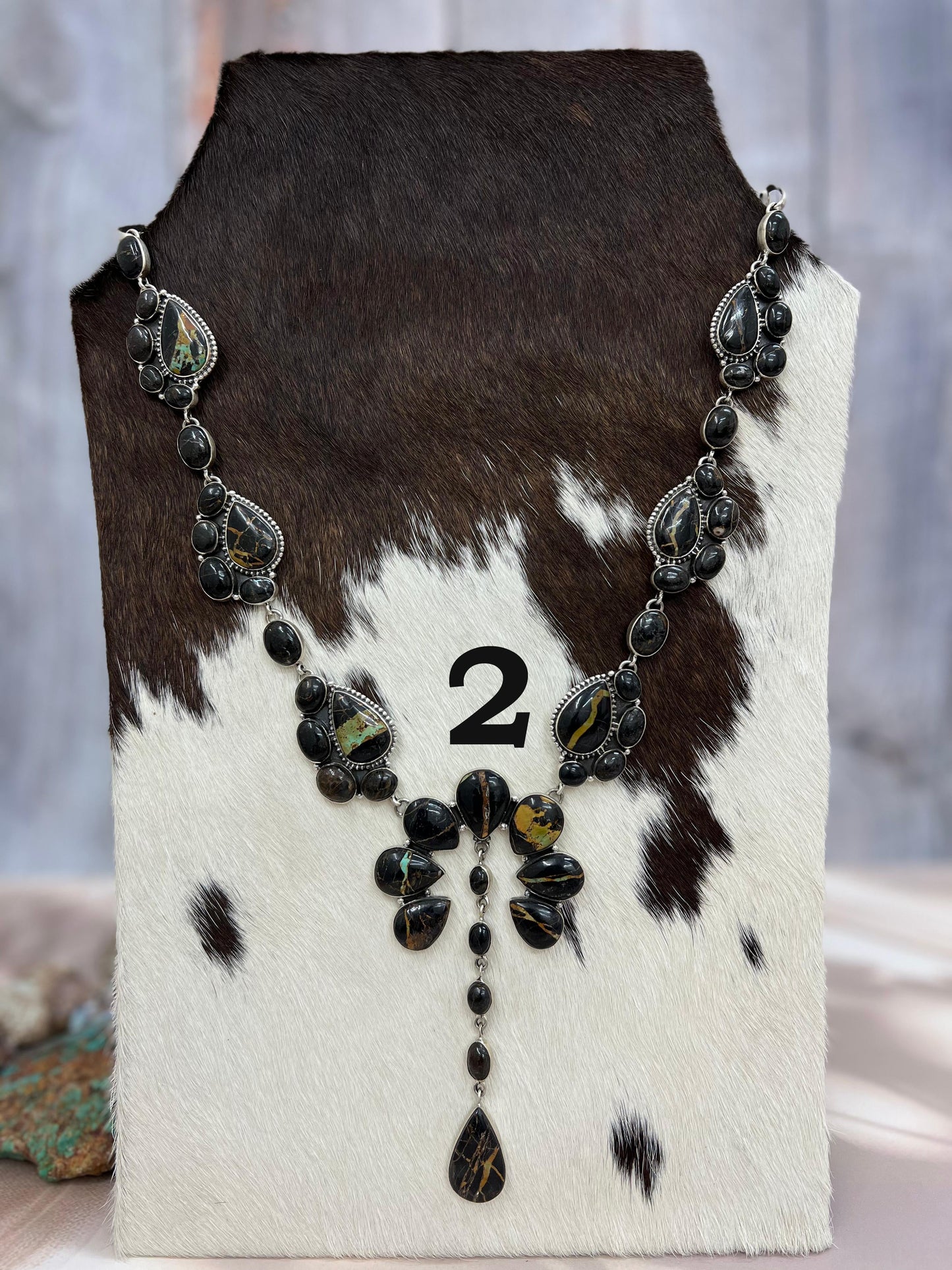 Handmade Sterling Silver Blackjack Turquoise Necklace Signed Nizhoni