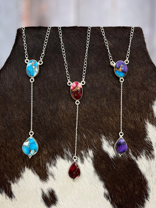 Handmade Sterling Silver Multi Stone Necklace with Signed Nizhoni