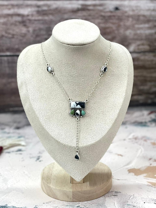 Handmade Sterling Silver Multistone Necklace "Signed Nizhoni"