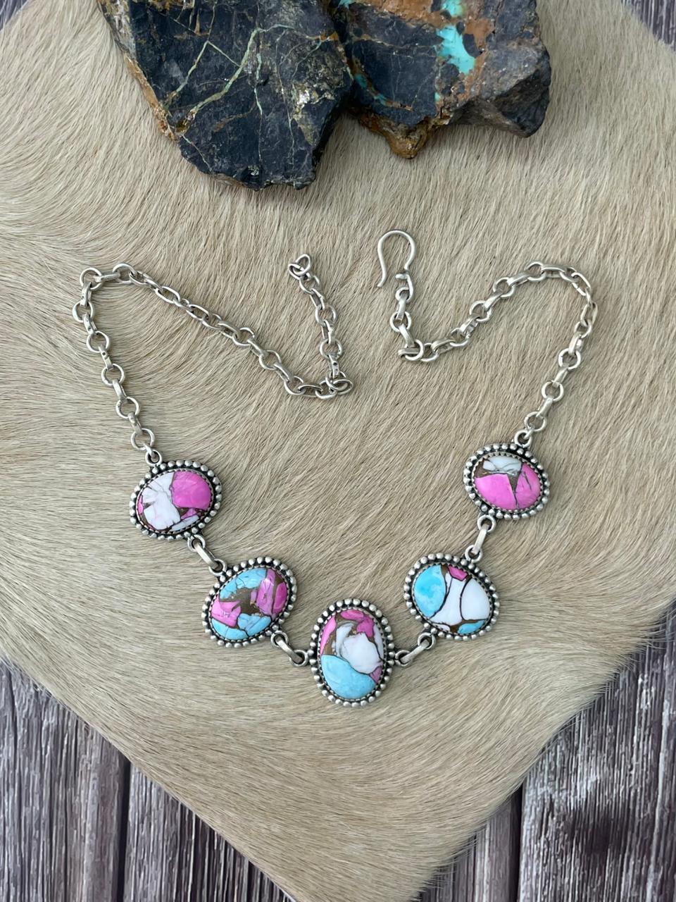 Handmade Sterling Silver Cotton Candy Choker Necklace "Signed Nizhoni"