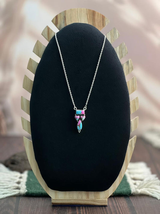 "Heart Collection" Handmade Sterling Silver Cotton Candy Necklace "Signed Nizhoni"
