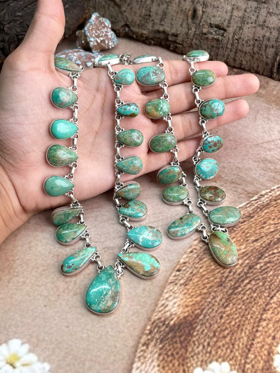 Handmade Sterling Silver Mantis Turquoise Necklace with Signed Nizhoni