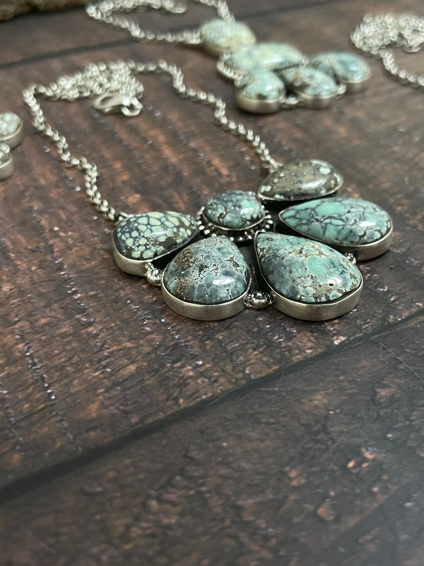 Handmade Sterling Silver Starfox Variscite Necklace Signed Nizhoni