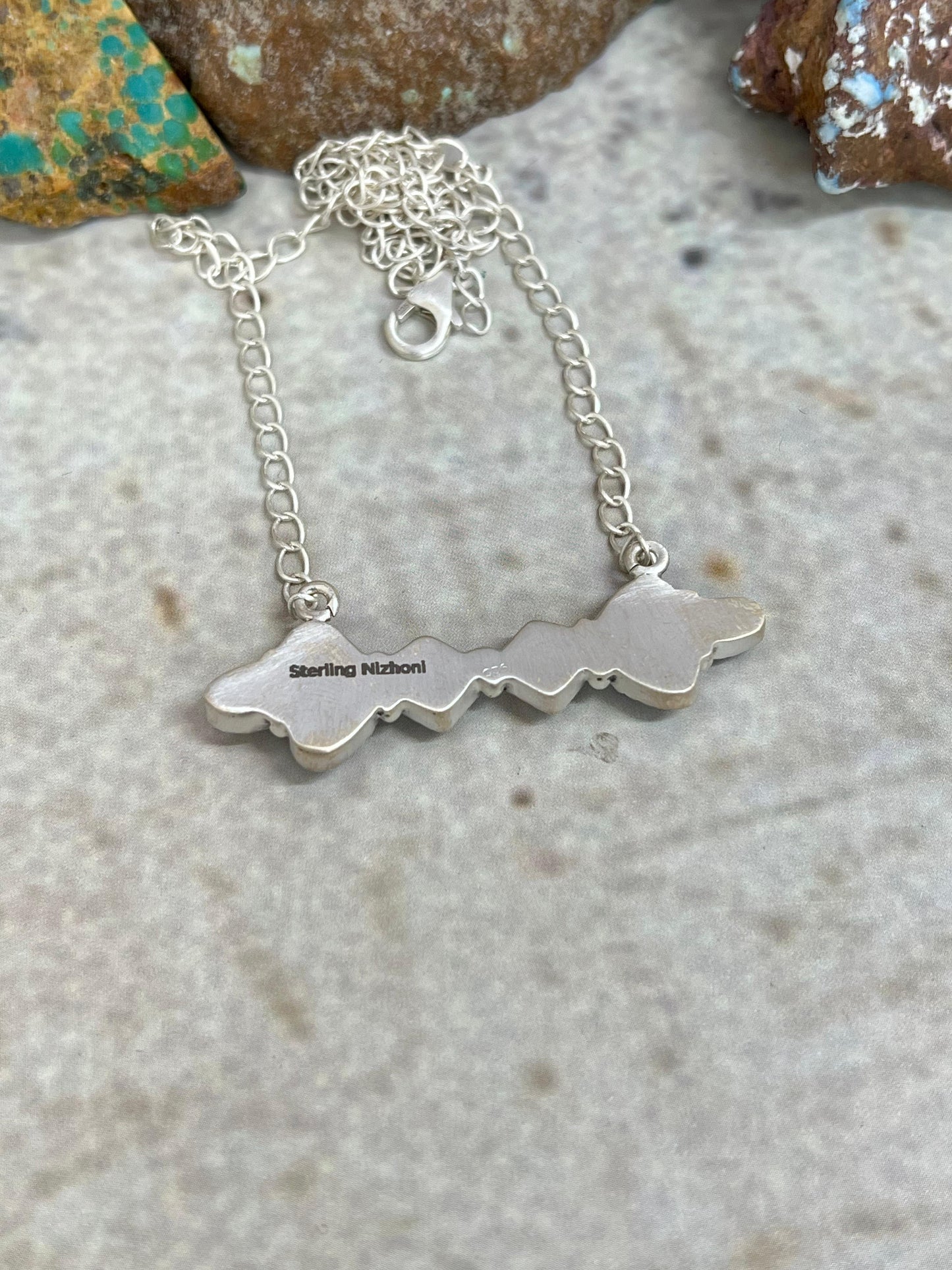 Handmade Sterling Silver Grape Dahlia Necklace with Signed Nizhoni