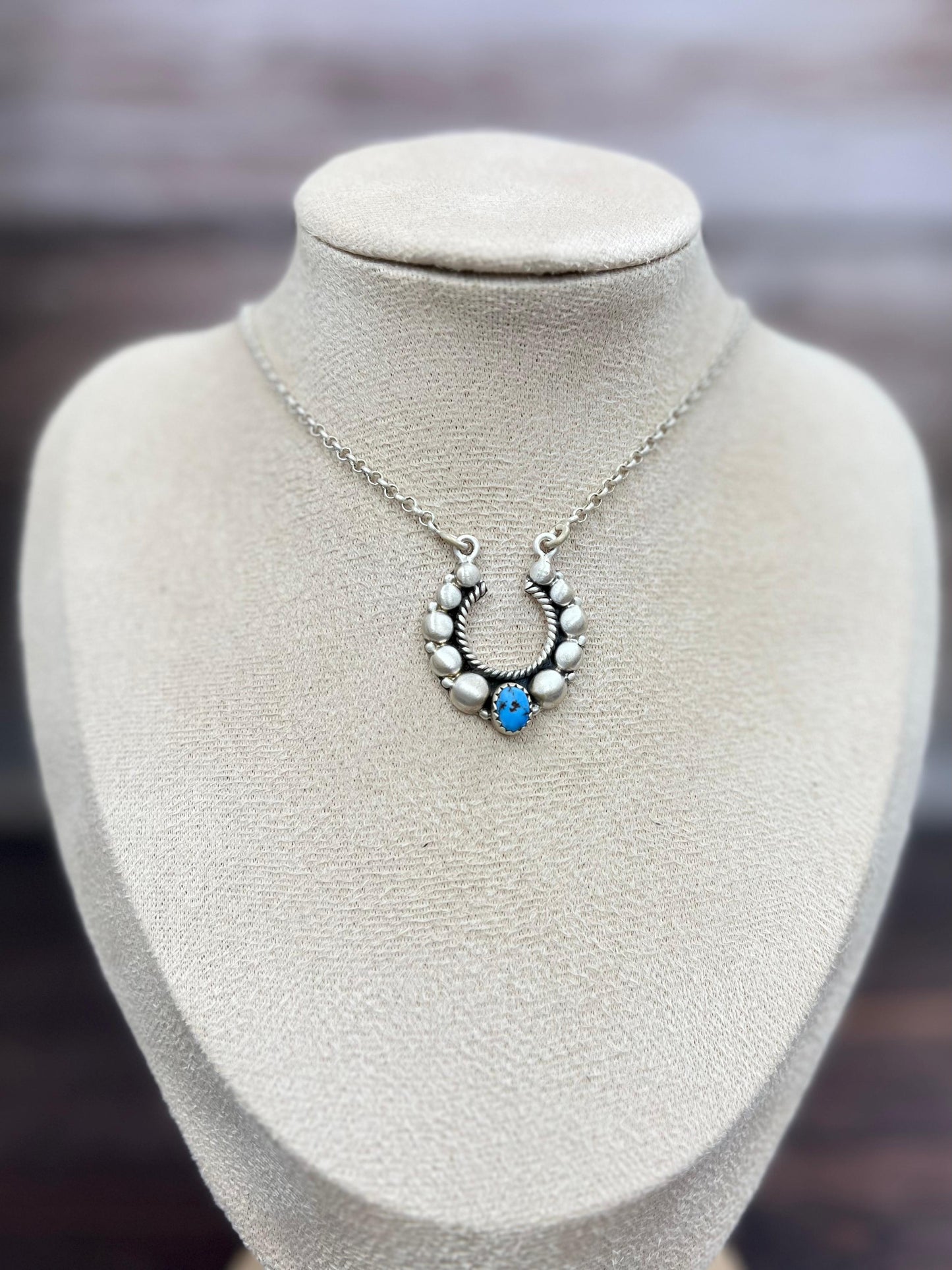"Ball Collection" Handmade Sterling Silver Golden Hills Turquoise Necklace with Signed Nizhoni
