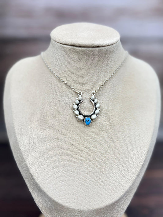 "Ball Collection" Handmade Sterling Silver Golden Hills Turquoise Necklace with Signed Nizhoni