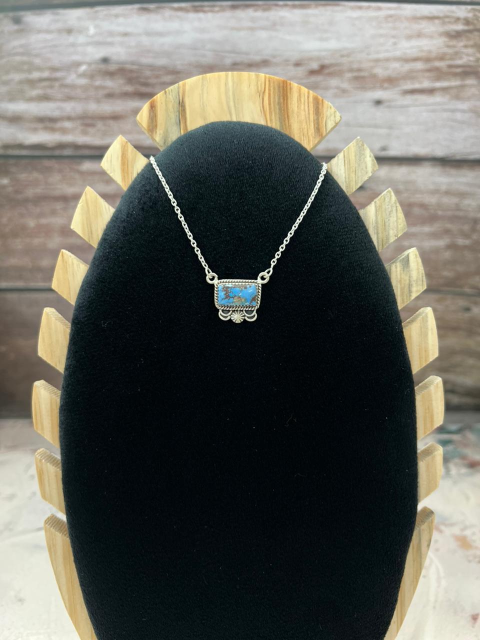 Handmade Sterling Silver Golden Hills Turquoise Necklace "Signed Nizhoni"