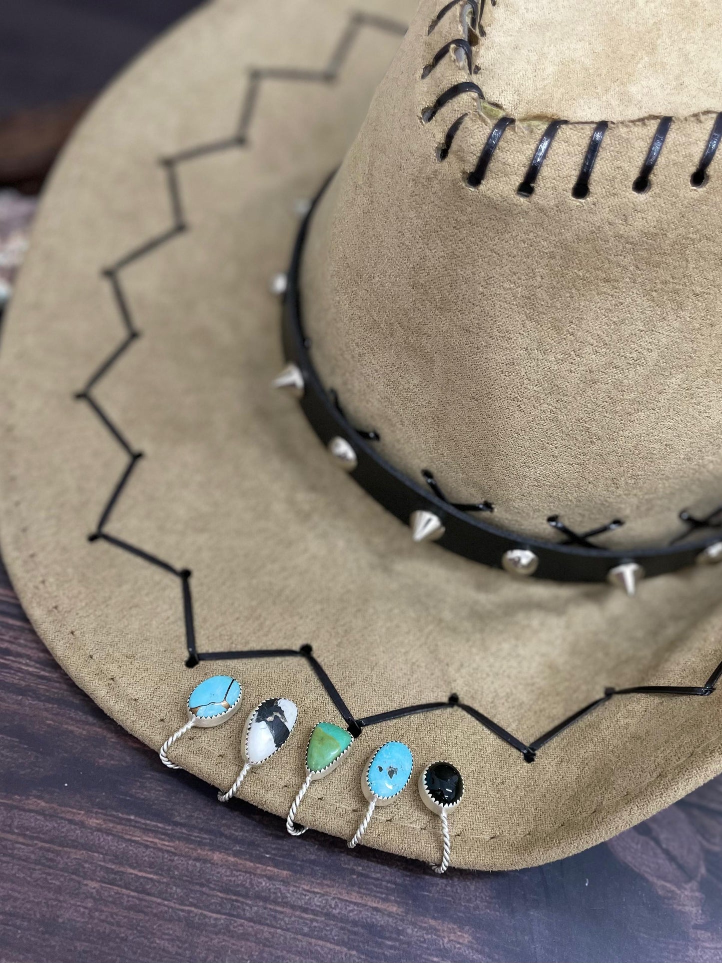 Handmade Sterling Silver Multi Stone Hat Pin Signed Nizhoni