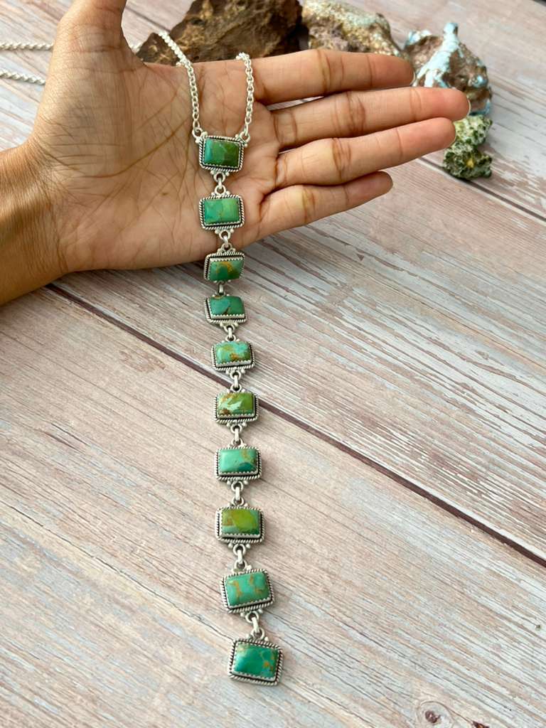 Handmade Sterling Silver Old Stock Royston Turquoise Necklace with Signed Nizhoni (6)