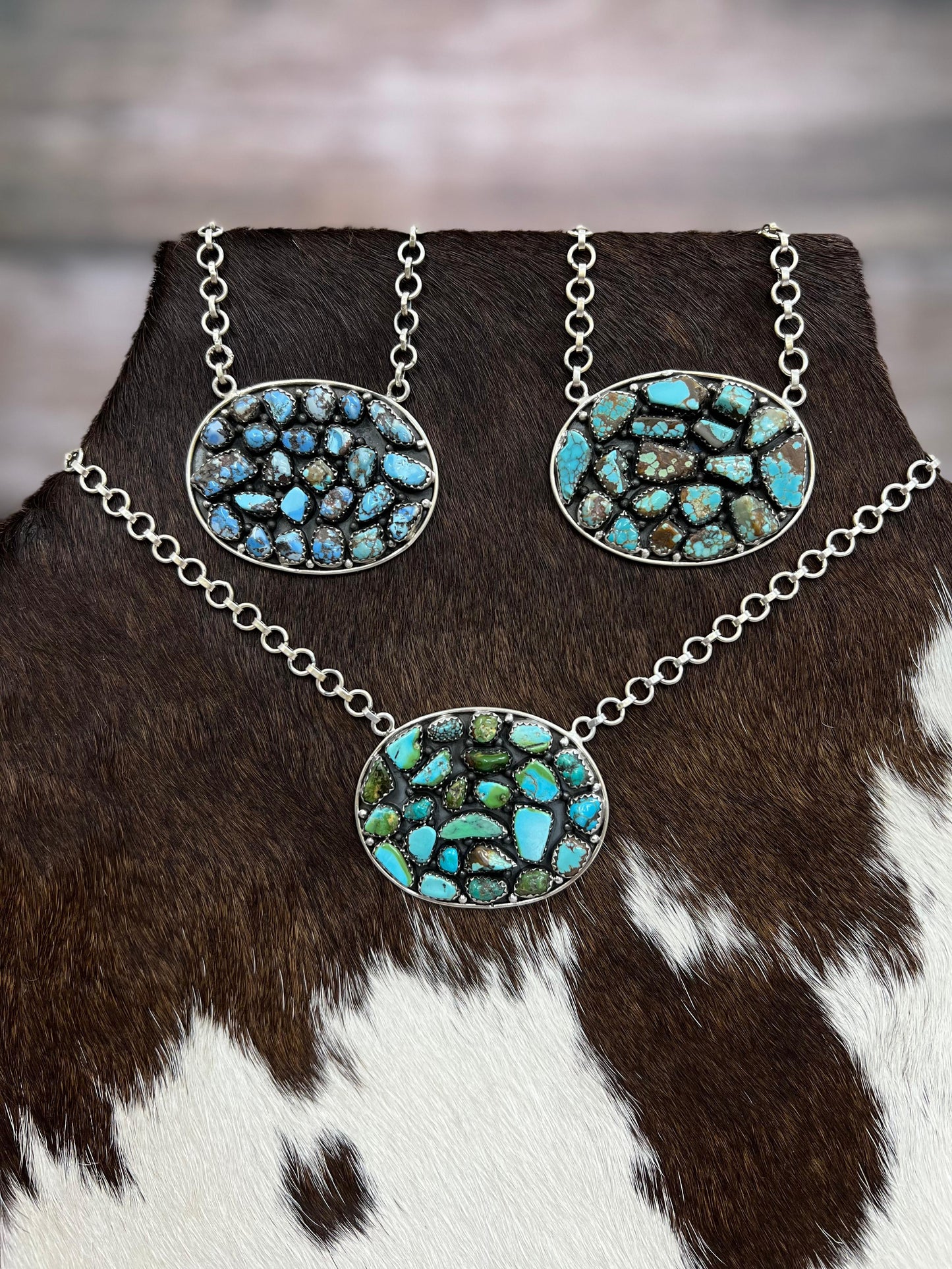 Handmade Sterling Silver Multi Stone Necklace with Signed Nizhoni