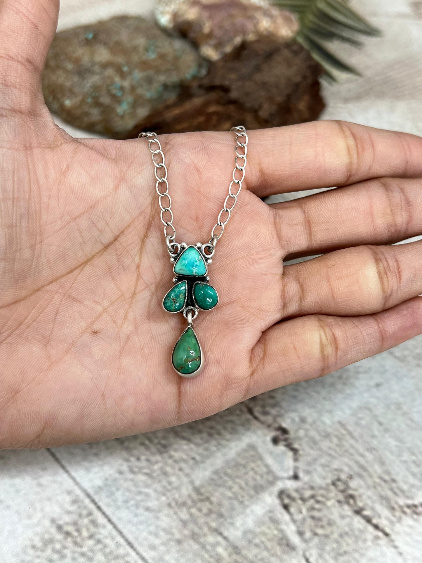 Handmade Sterling Silver Kingman Turquoise Necklace Signed Nizhoni