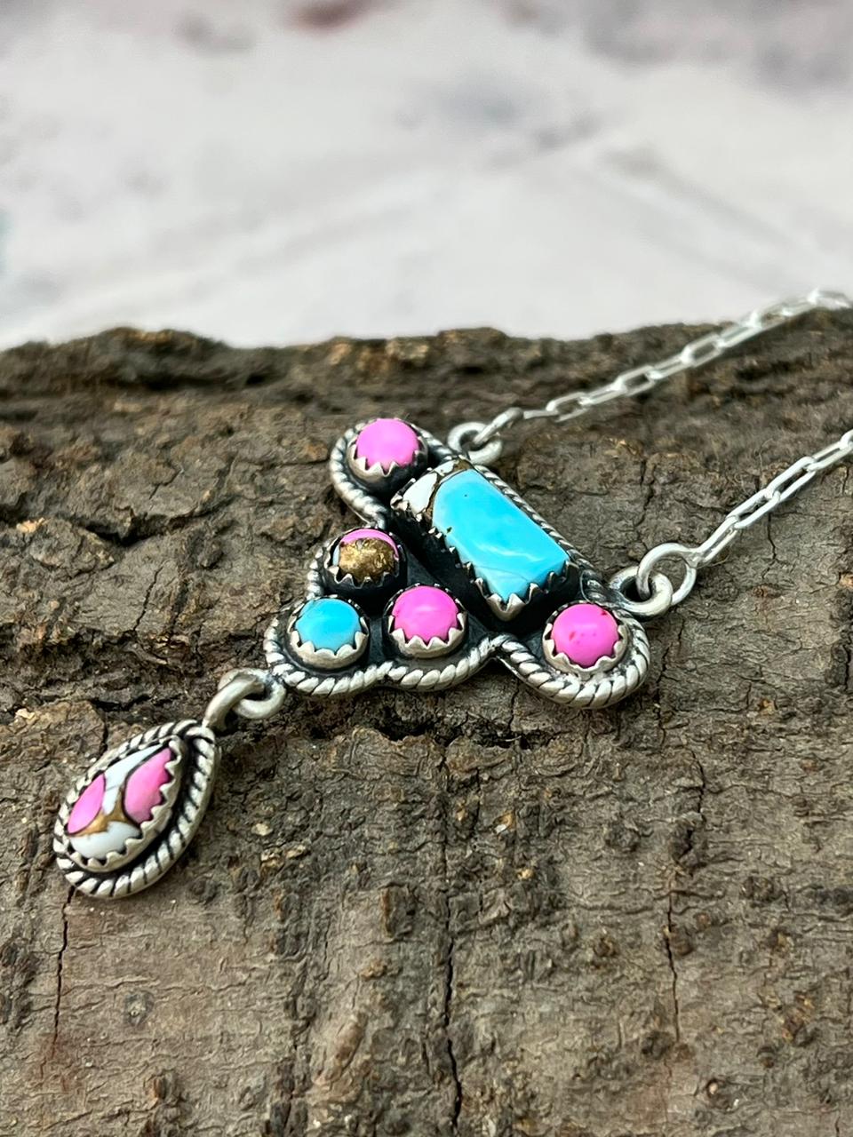 Handmade Sterling Silver Cotton Candy Necklace "Signed Nizhoni"