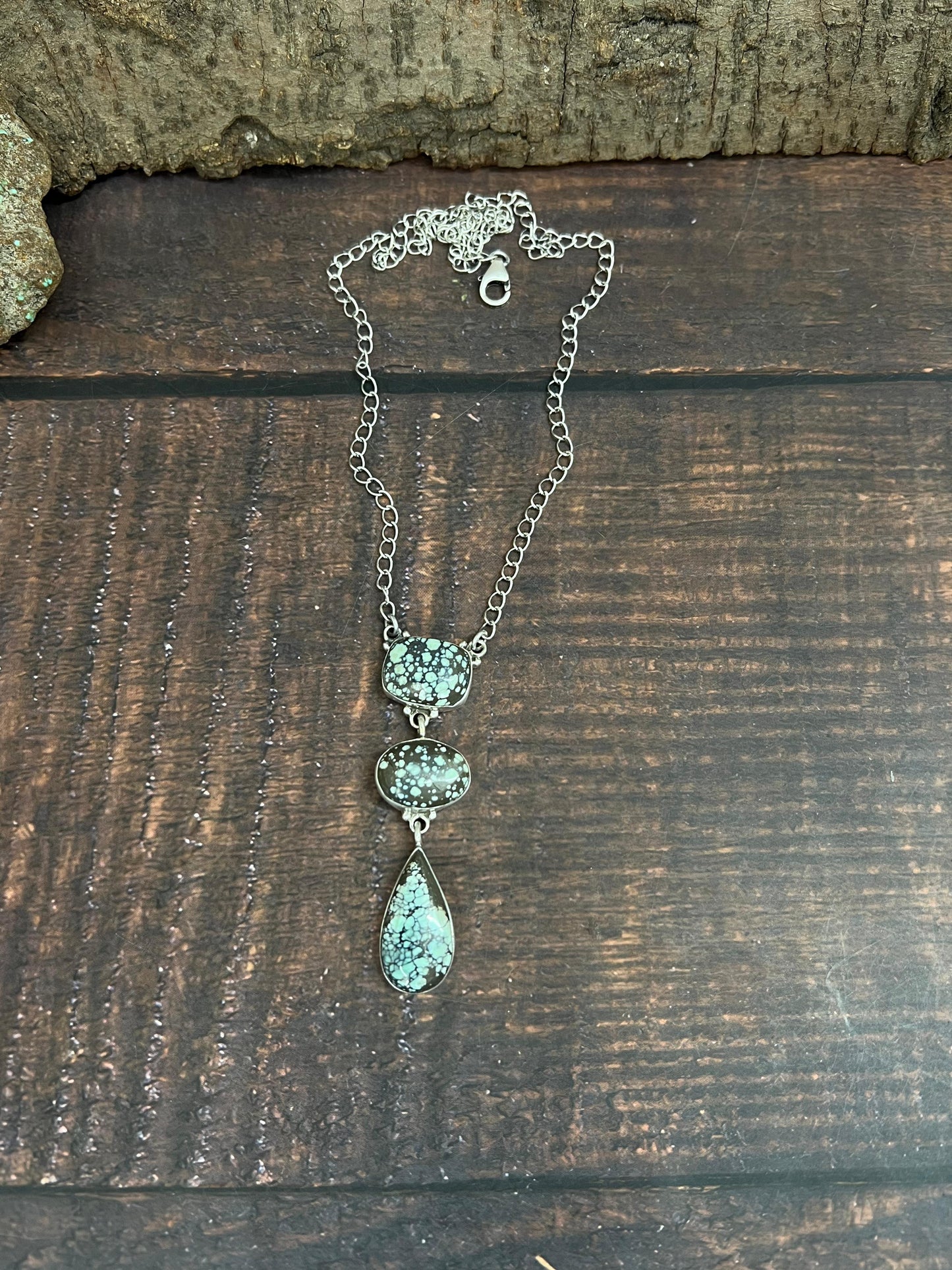 Handmade Sterling Silver Starfox Variscite Necklace Signed Nizhoni