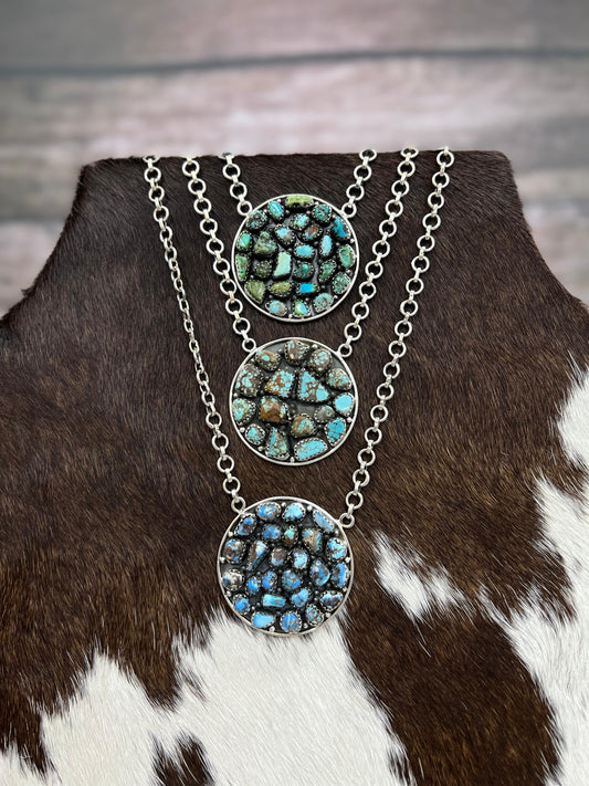 Handmade Sterling Silver Multi Stone Necklace with Signed Nizhoni