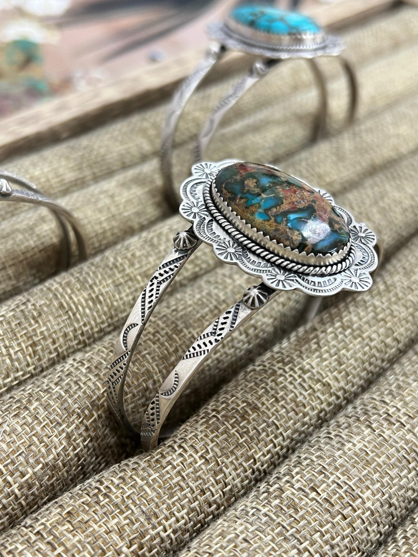 Handmade Sterling Silver Hardy Pit Cuff Bracelet, Signed Nizhoni
