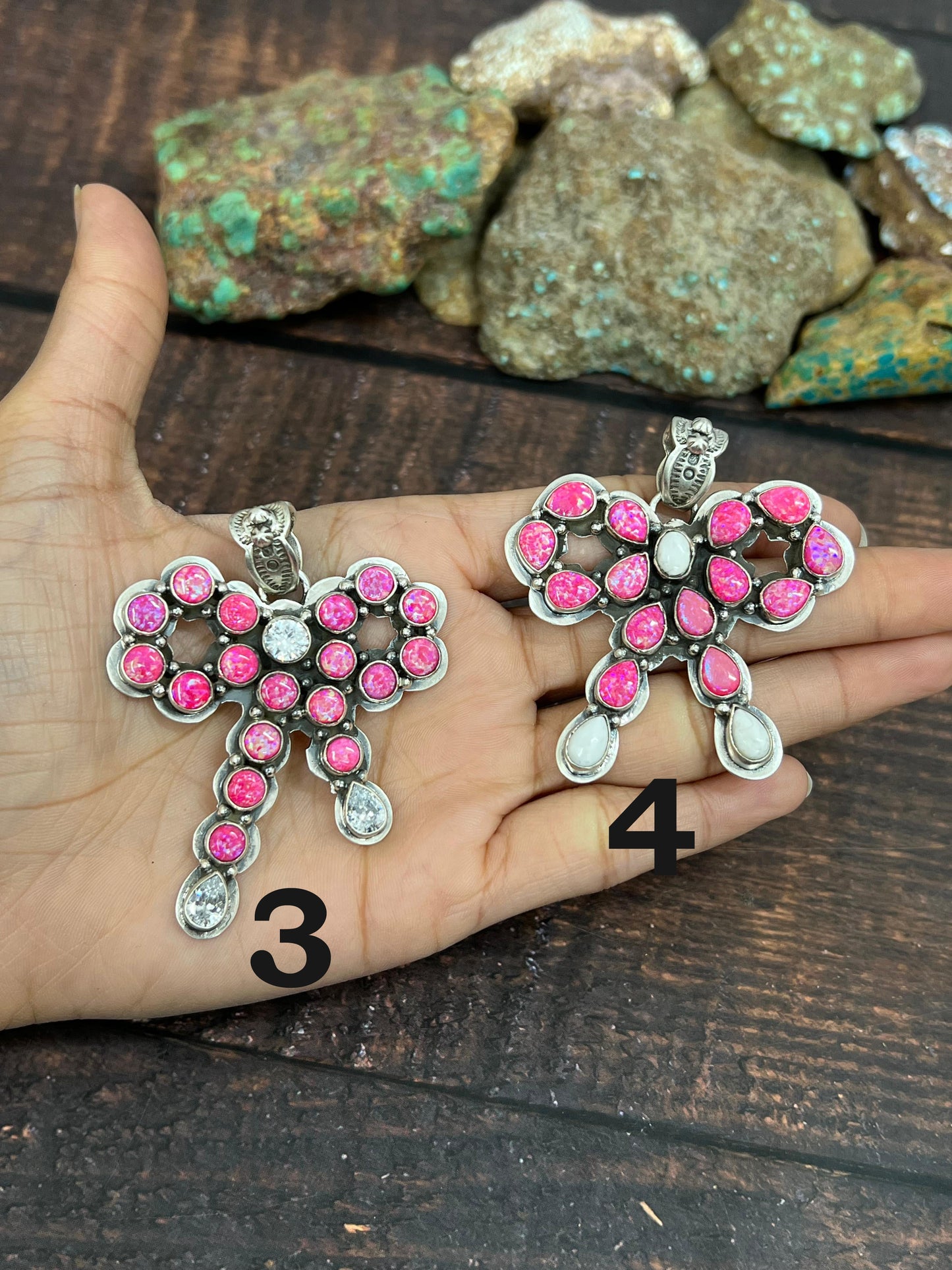 **Christmas Collection** Handmade Sterling Silver Multi Stones Pendant, Signed Nizhoni
