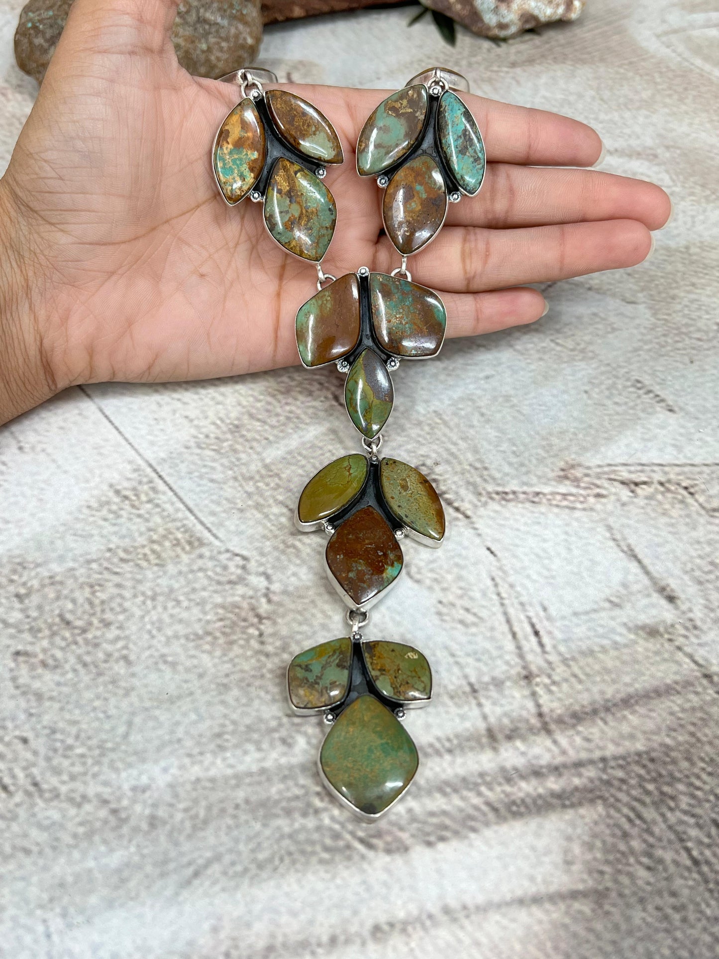 Handmade Sterling Silver Old Stock Royston Turquoise Necklace Signed Nizhoni