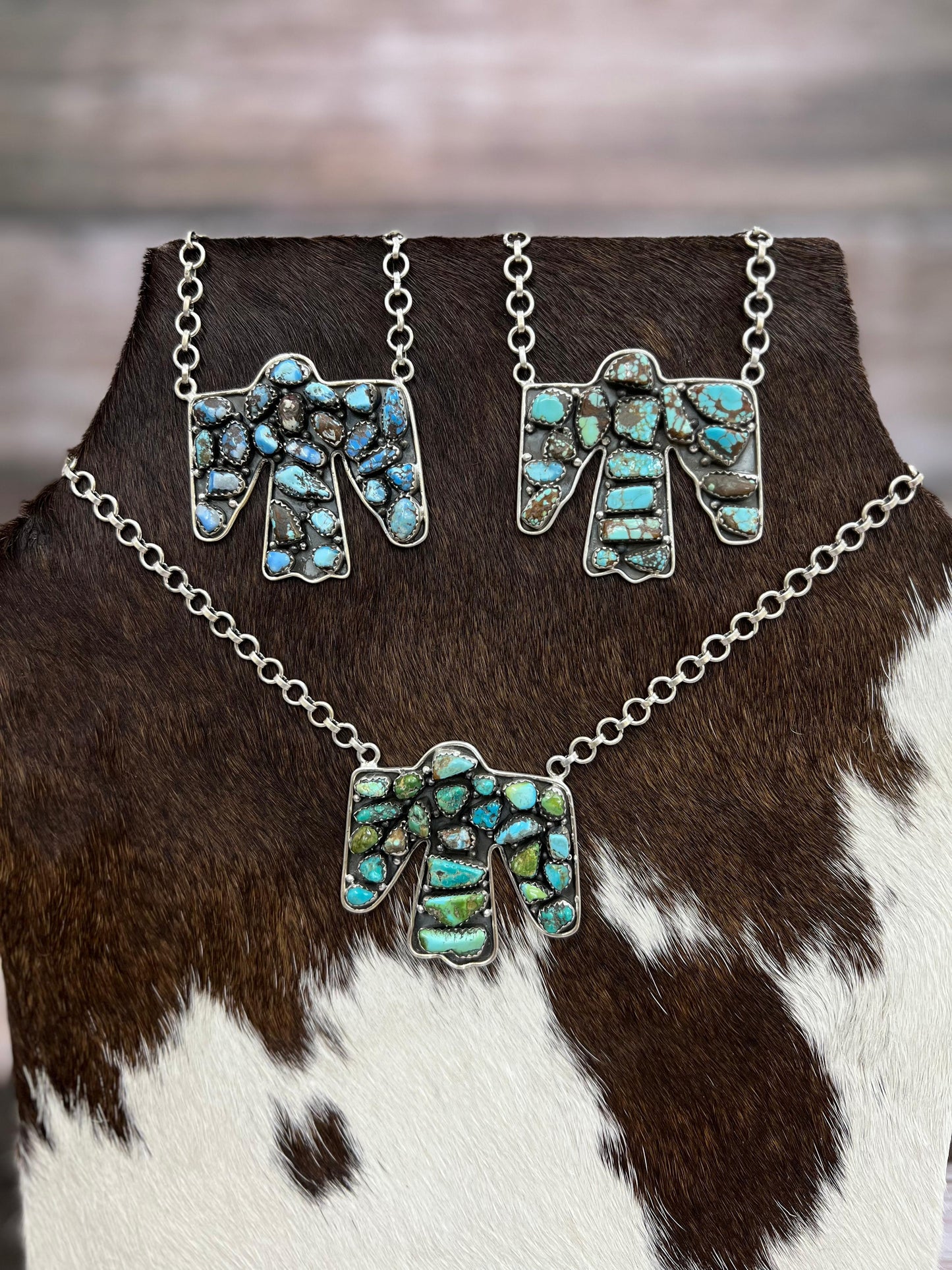 Handmade Sterling Silver Multi Stone Thunder Bird Necklace with Signed Nizhoni