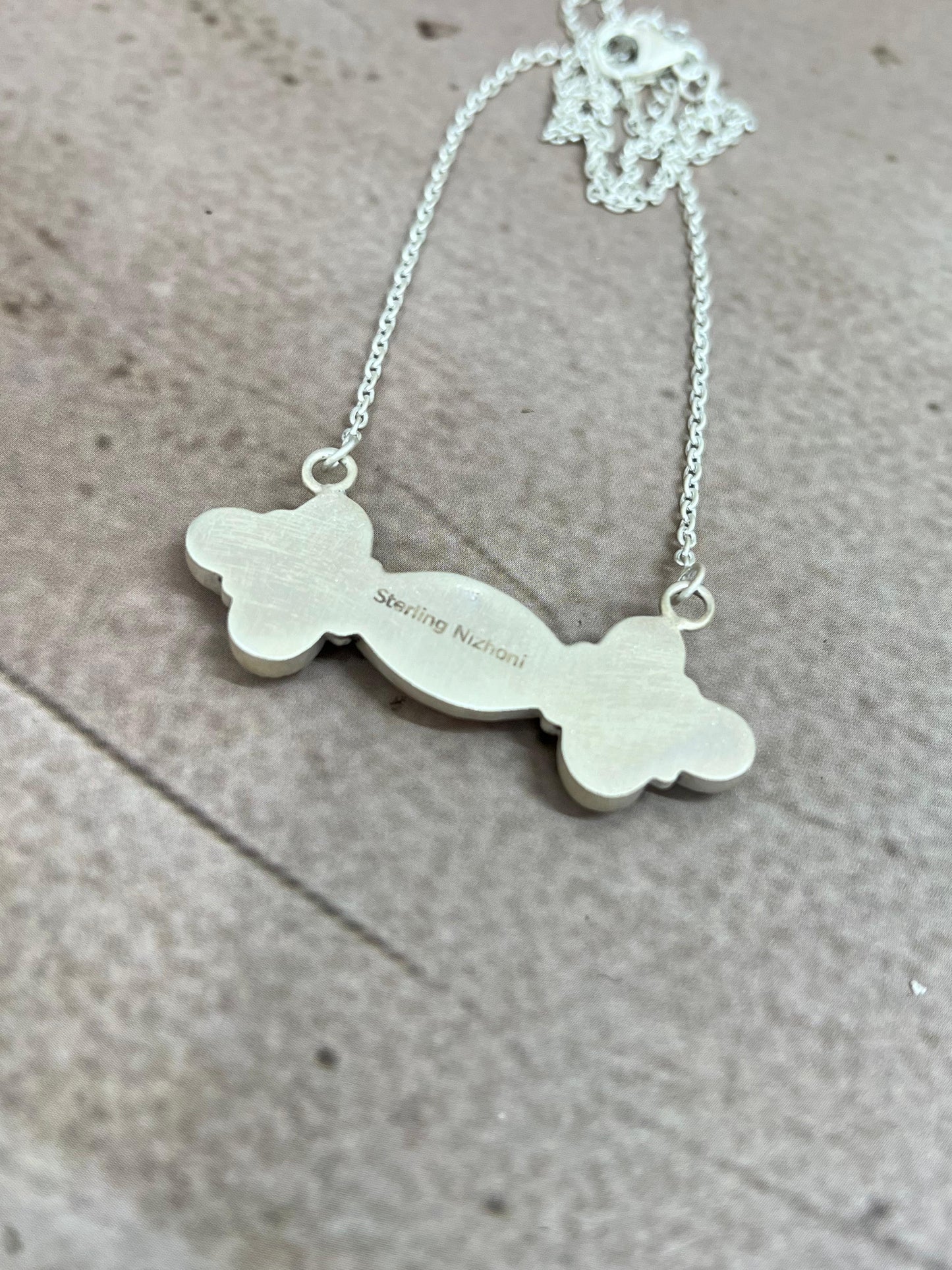Handmade Sterling Silver Dahlia Rose Necklace with Signed Nizhoni