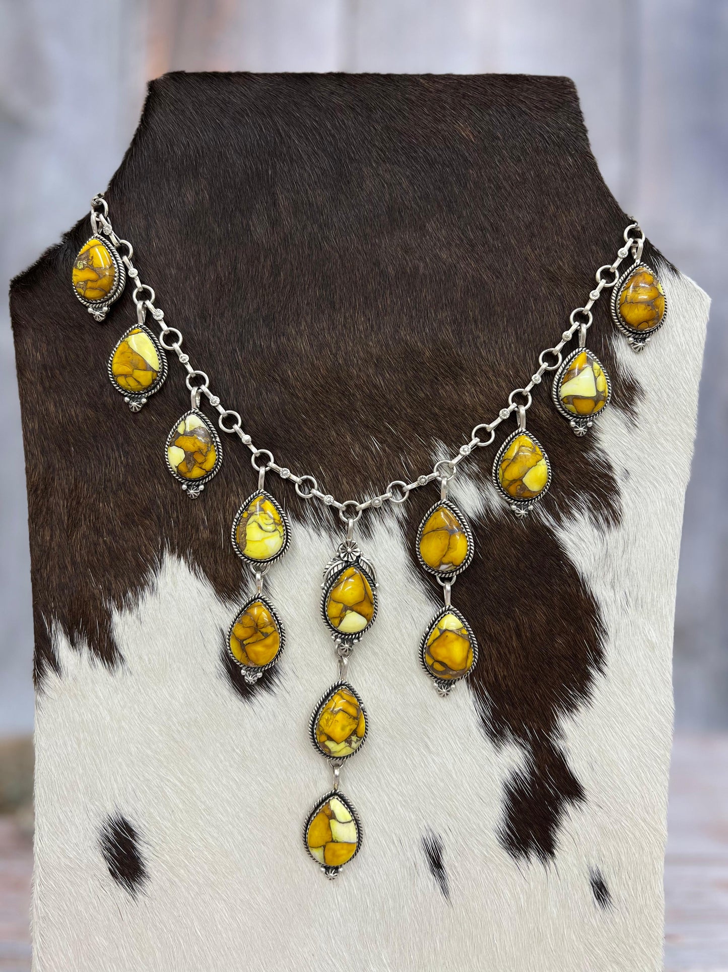 Handmade Sterling Silver Multi Stone Necklace, Signed Nizhoni