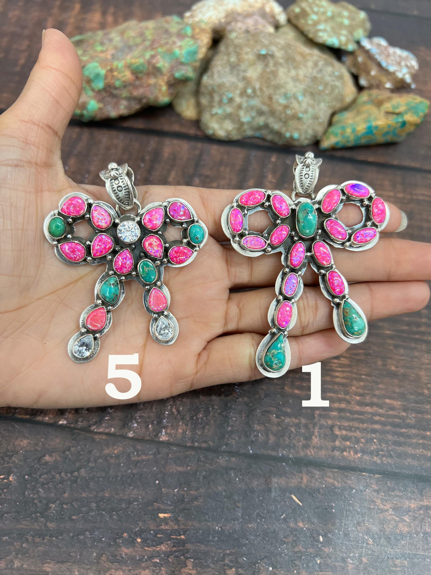 **Christmas Collection** Handmade Sterling Silver Multi Stones Pendant, Signed Nizhoni